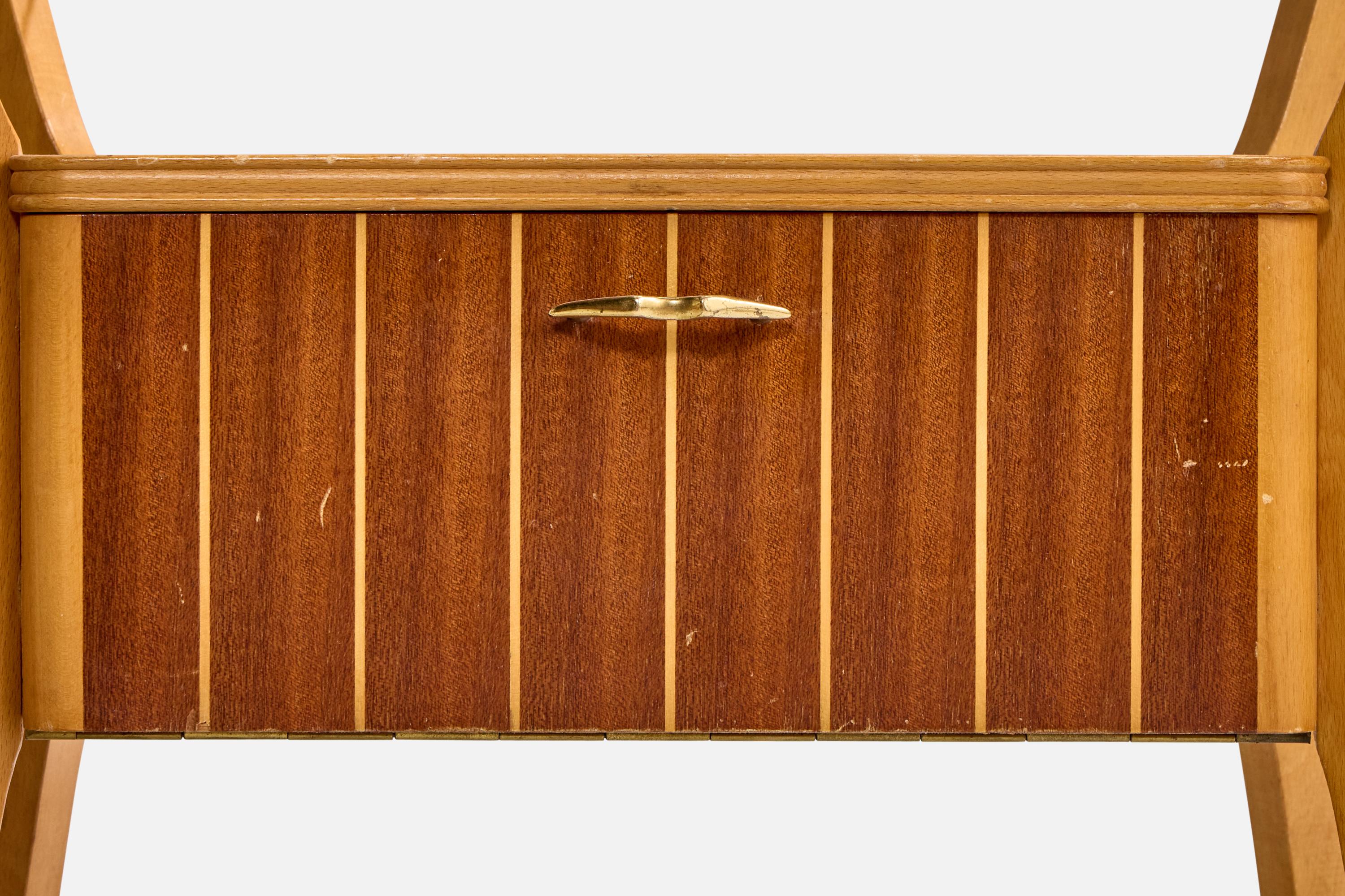 Italian Designer, Nighstands, Wood, Glass, Italy, 1960s For Sale 6