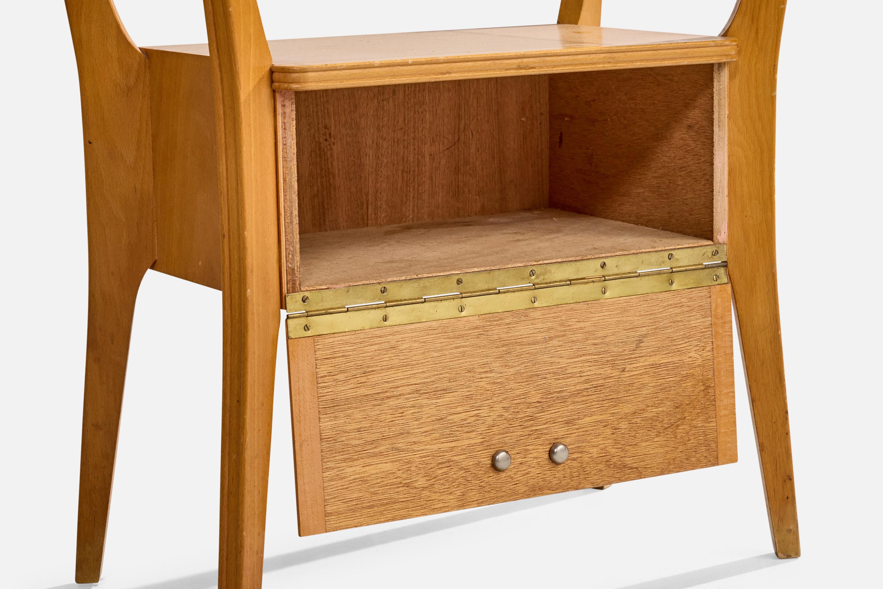 Italian Designer, Nighstands, Wood, Glass, Italy, 1960s For Sale 7