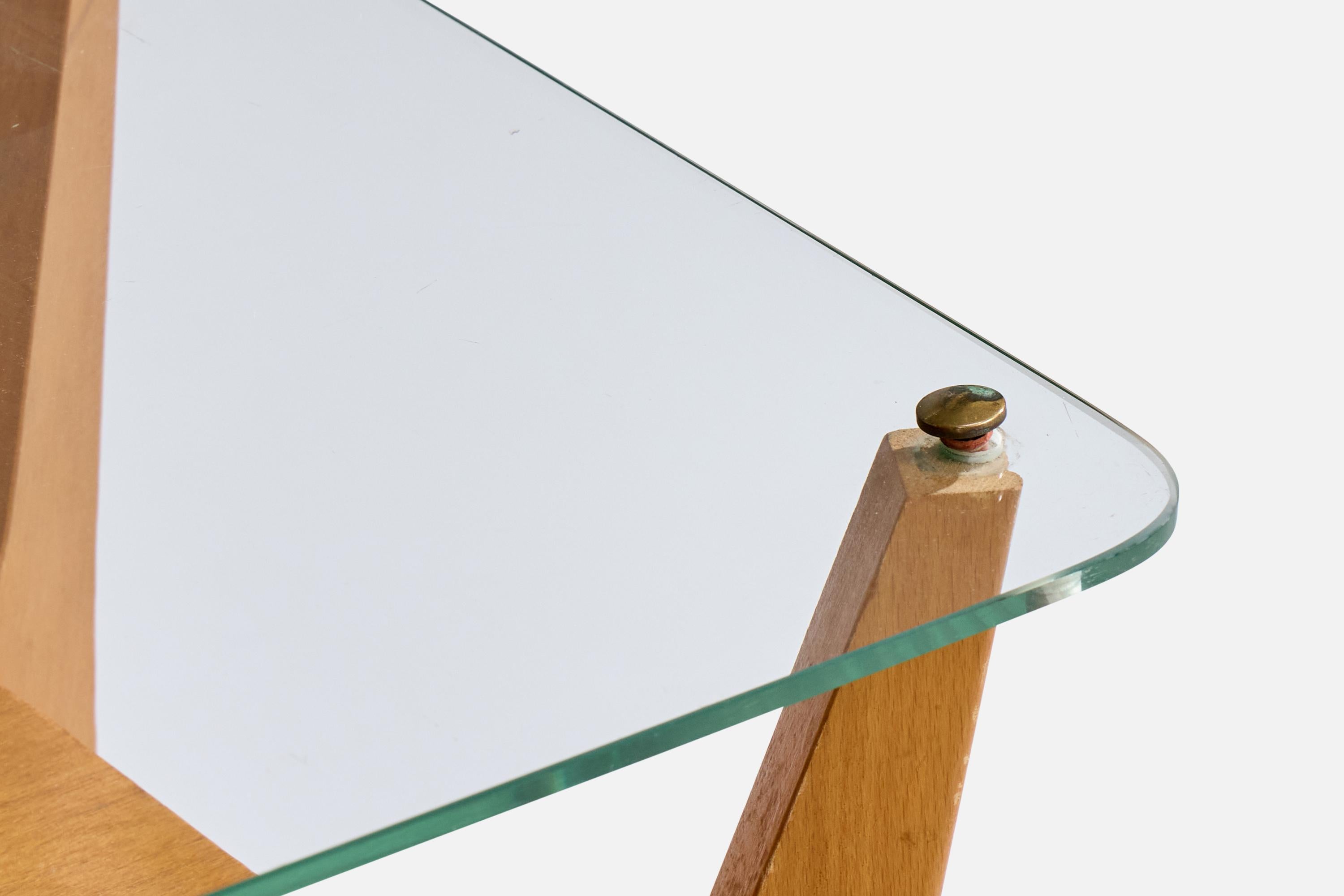 Italian Designer, Nighstands, Wood, Glass, Italy, 1960s For Sale 3