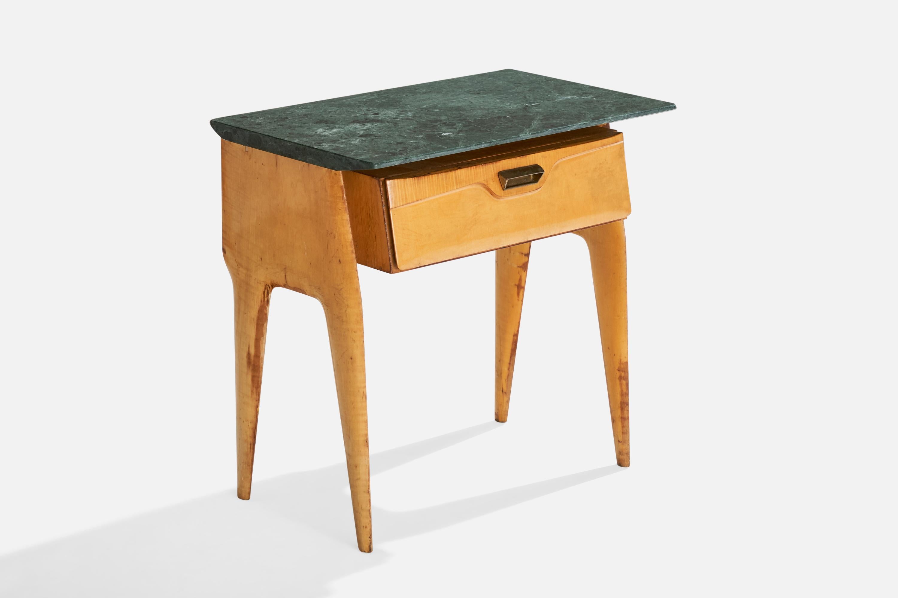Designer italiano, Comodini, Wood, Marmo, Ottone, Italia, anni '40 In condizioni buone in vendita a High Point, NC