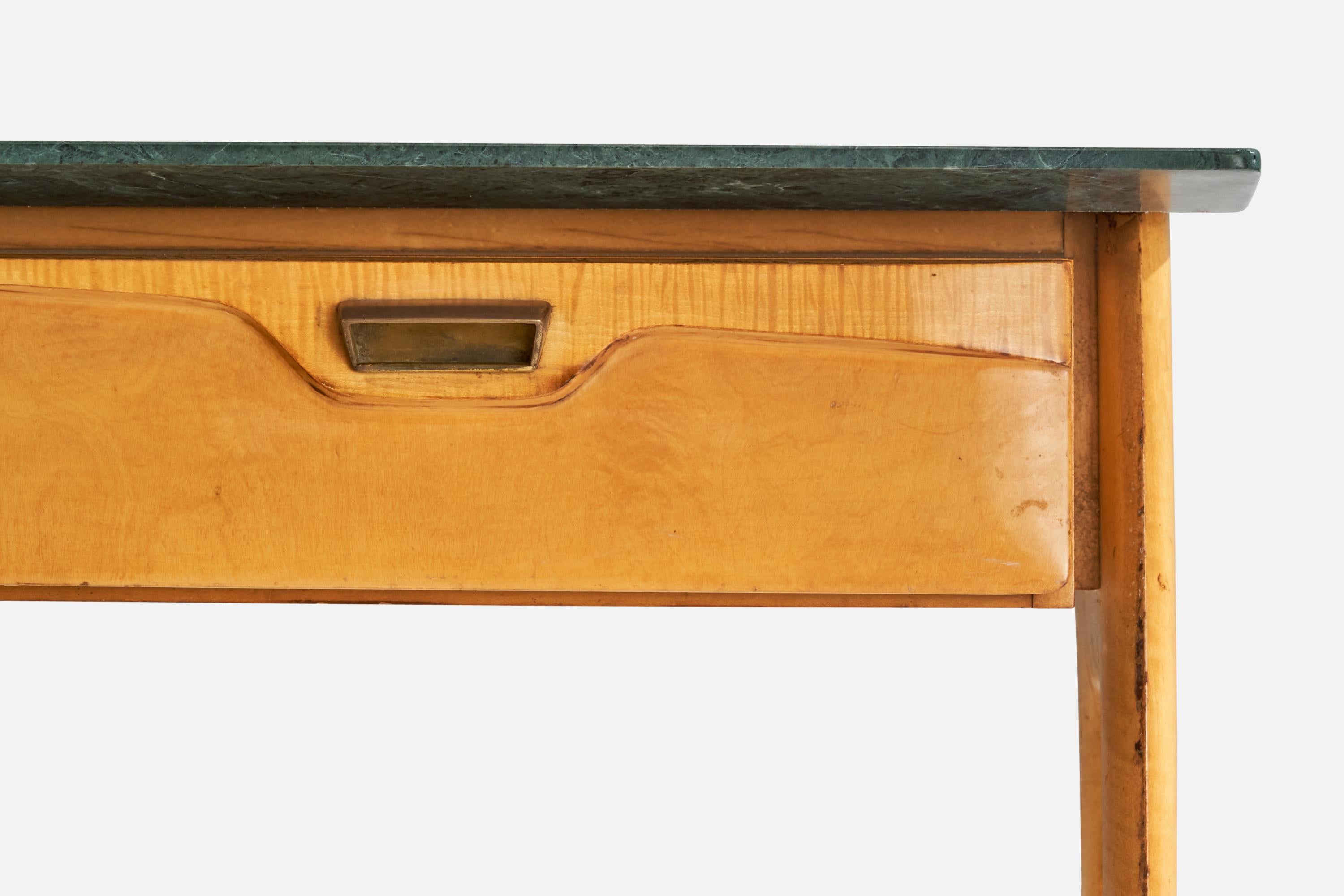 Designer italiano, Comodini, Wood, Marmo, Ottone, Italia, anni '40 in vendita 1