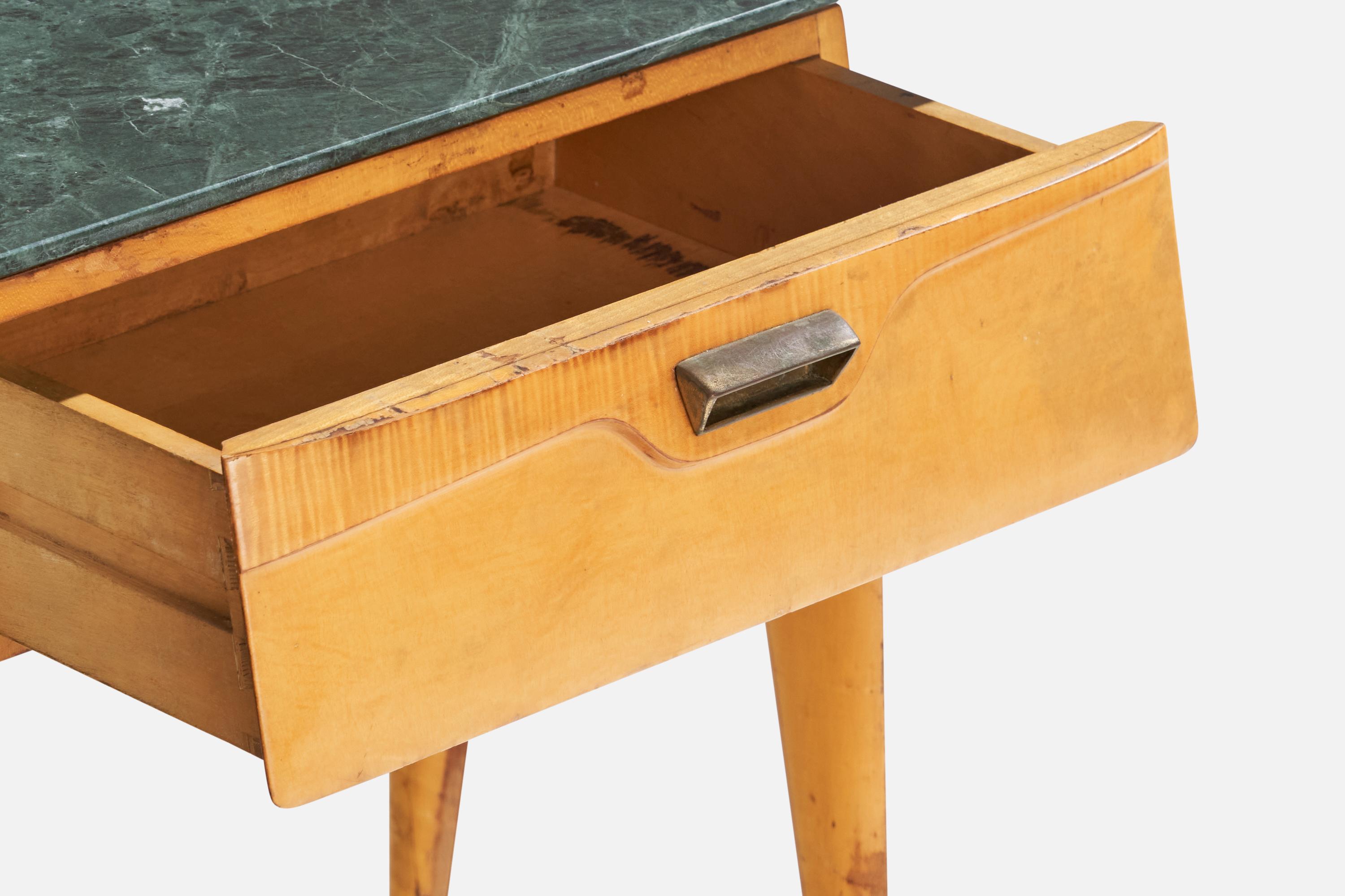 Designer italiano, Comodini, Wood, Marmo, Ottone, Italia, anni '40 in vendita 2