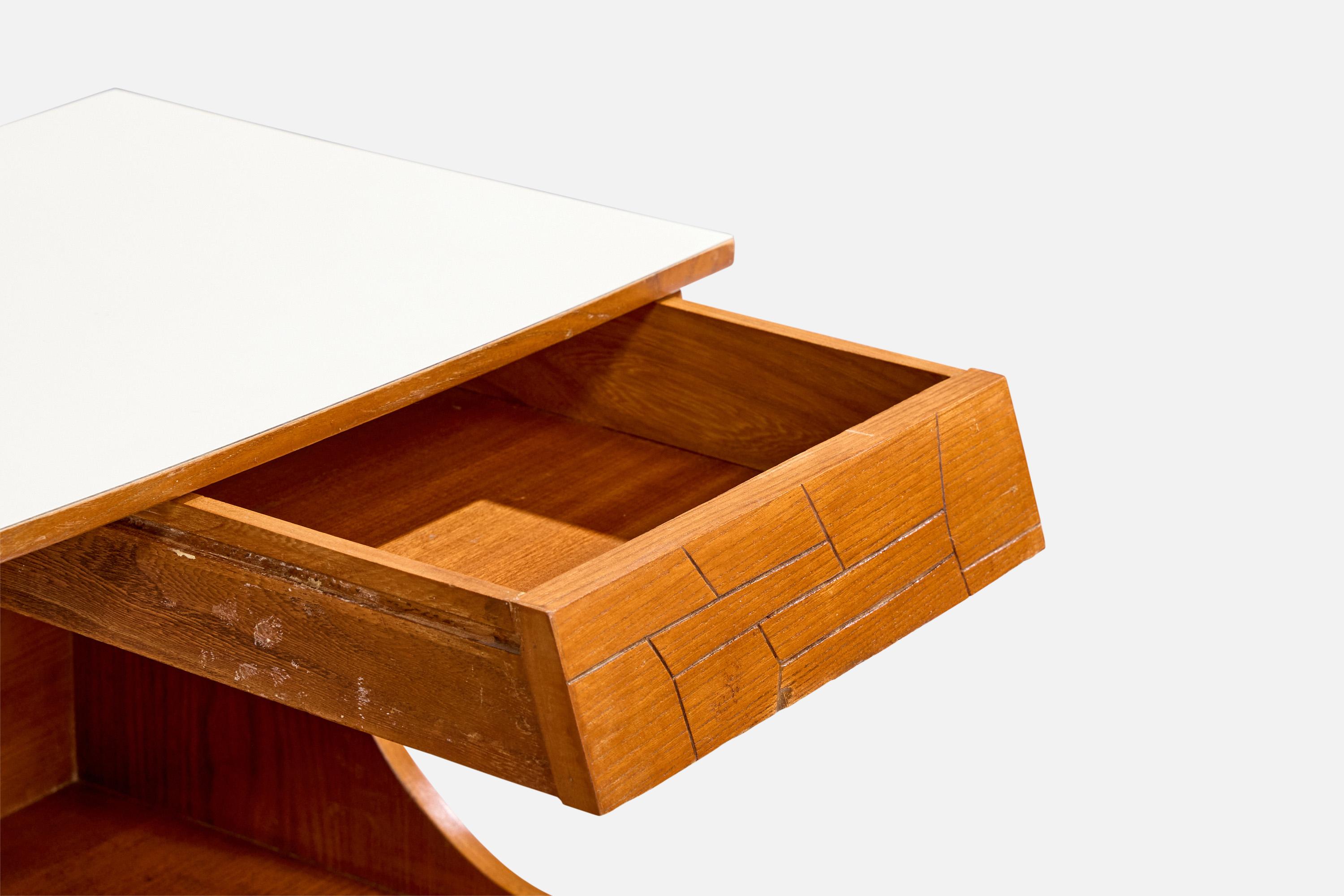 Designer italien, tables de nuit, teck, formica, Italie, années 1950 en vente 2