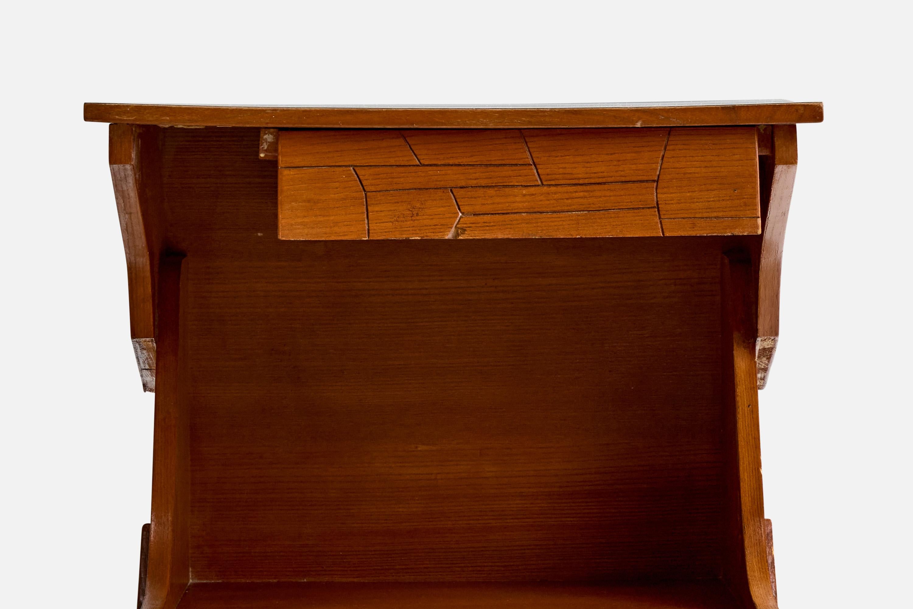Designer italien, tables de nuit, teck, formica, Italie, années 1950 en vente 3