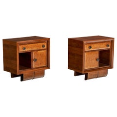 Italian Designer, Nightstands, Walnut, Burl, Brass, Italy, 1930s