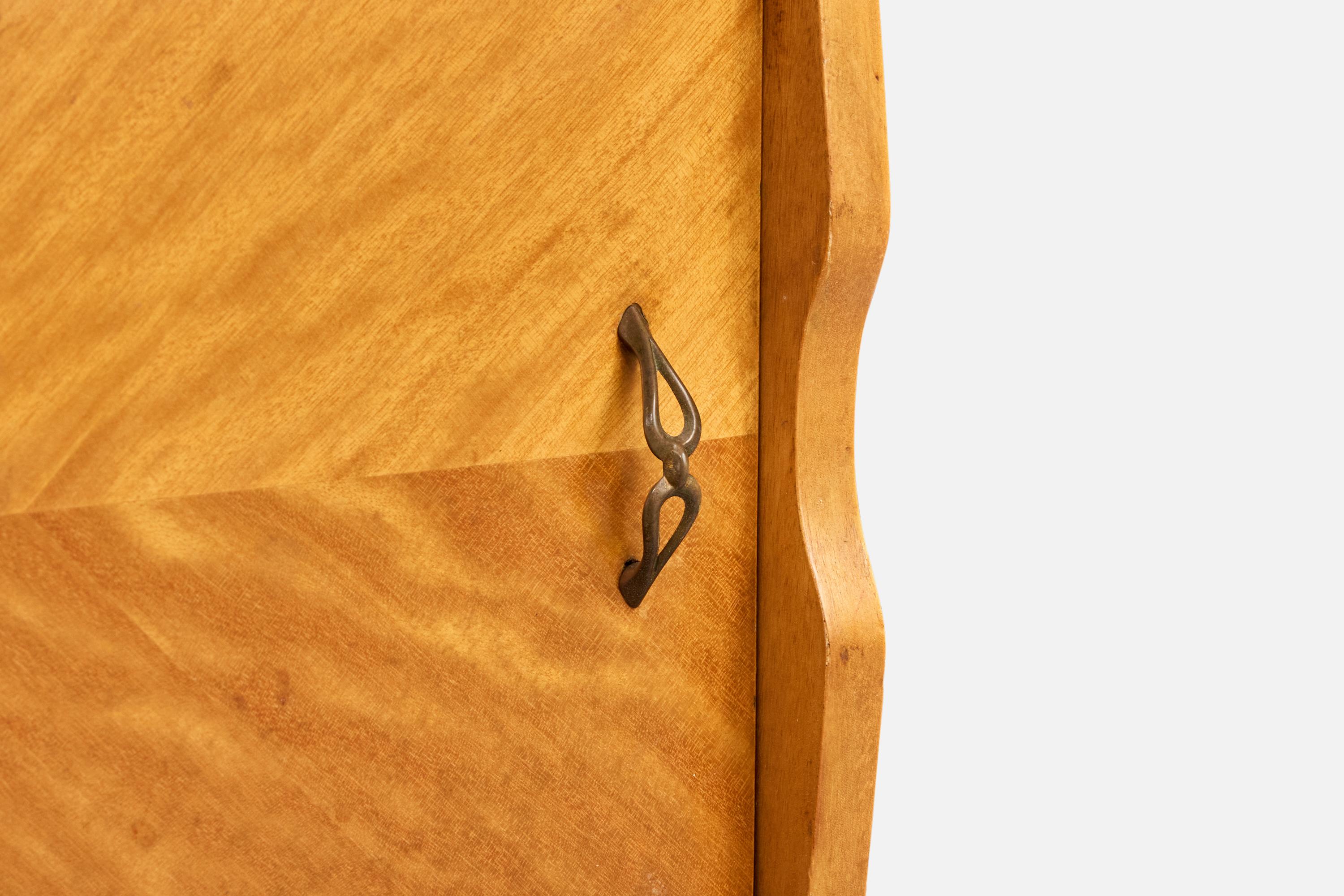 Designer italien, tables de nuit, Wood, verre, laiton, Italie, années 1940 en vente 5