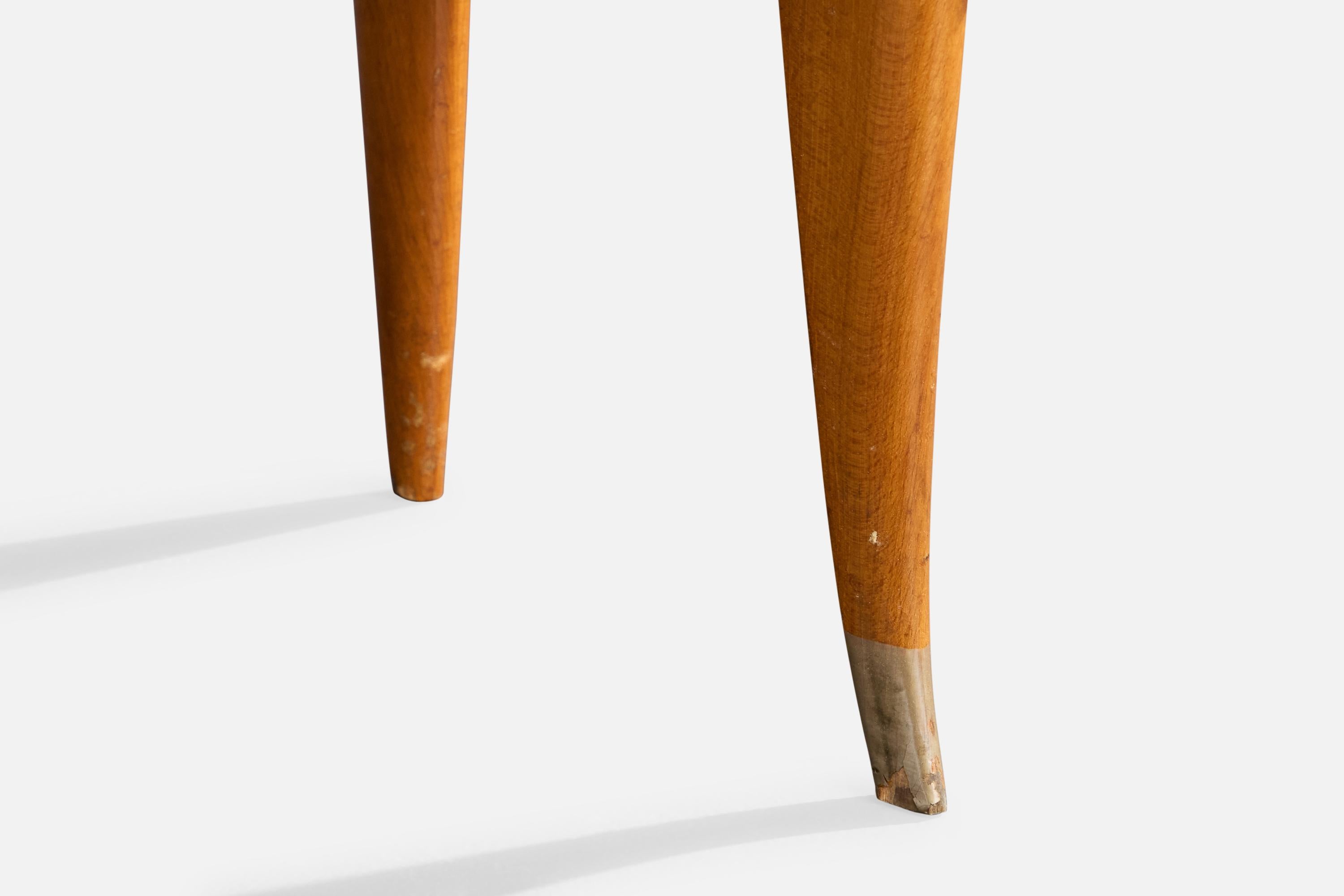 Mid-Century Modern Designer italien, tables de nuit, Wood, verre, laiton, Italie, années 1940 en vente