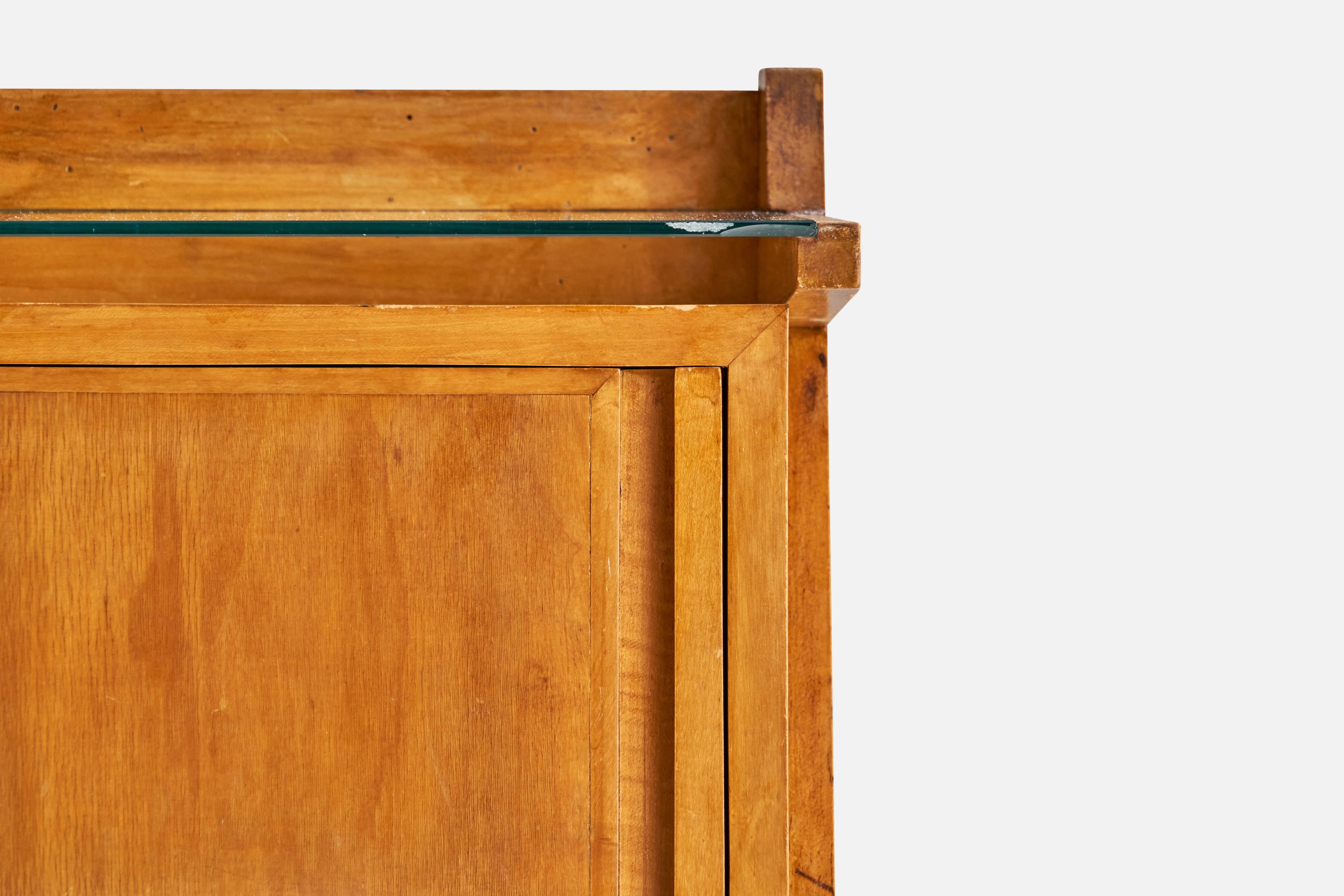 Designer italien, tables de nuit, bois, verre, Italie, années 1940 en vente 5