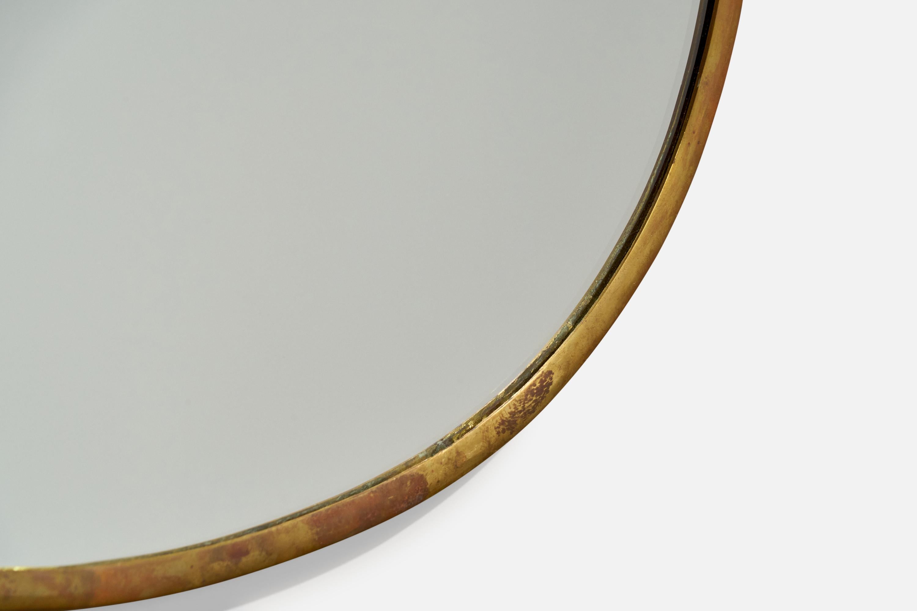 Italian Designer, Organic Wall Mirror, Brass, Italy, 1940s For Sale 1