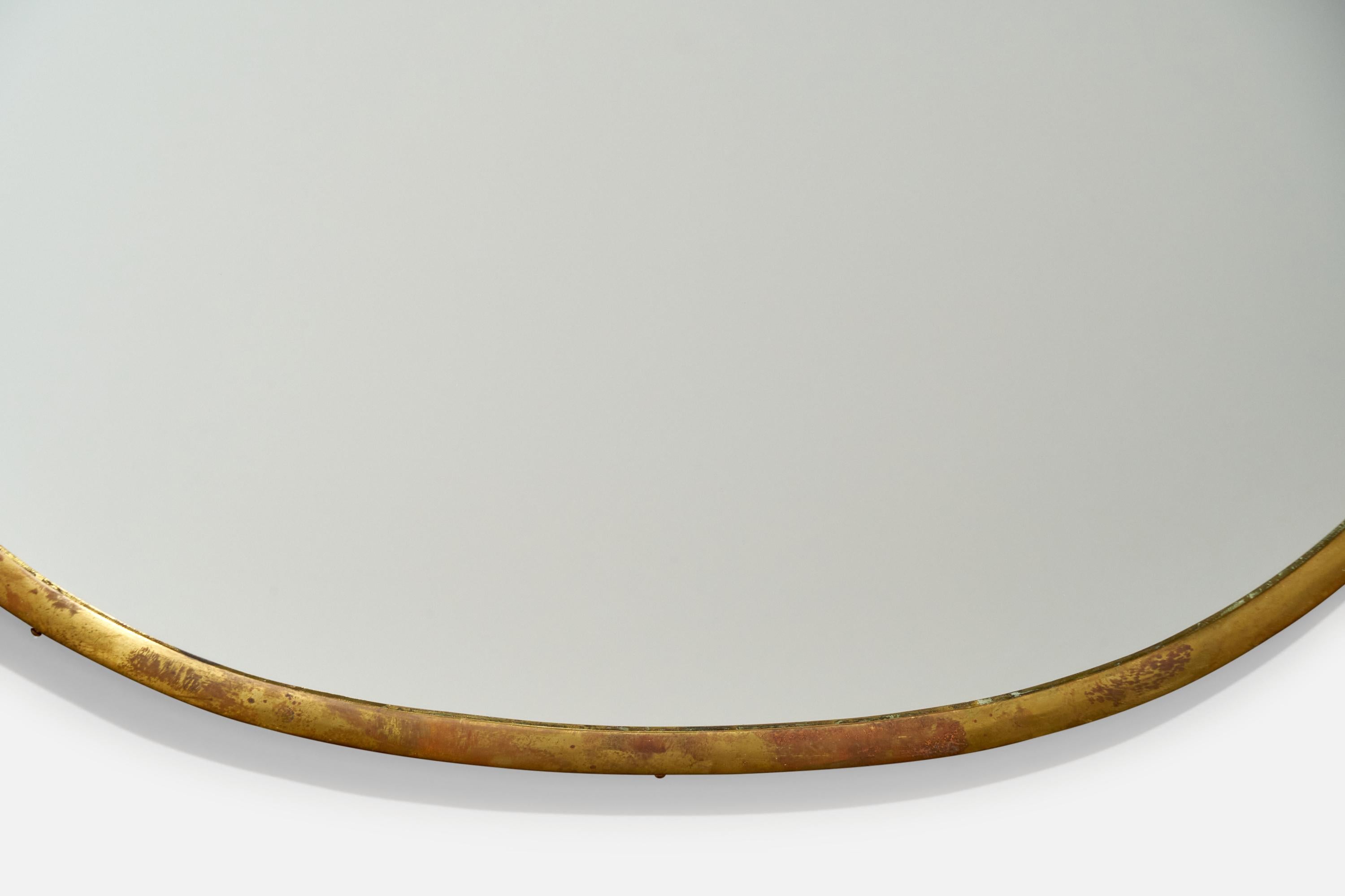 Italian Designer, Organic Wall Mirror, Brass, Italy, 1940s For Sale 4