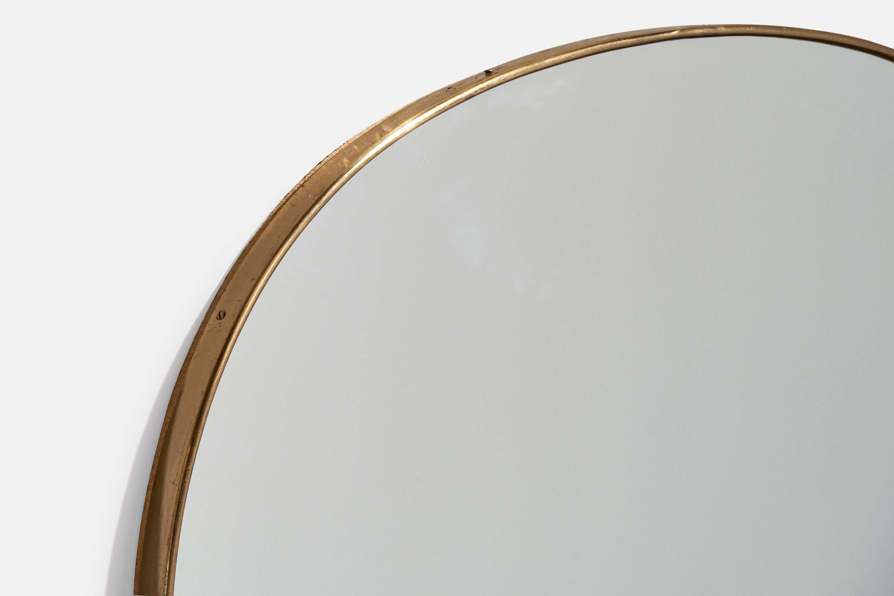 Italian Designer, Organic Wall Mirror, Brass, Italy, 1940s. In Good Condition In High Point, NC