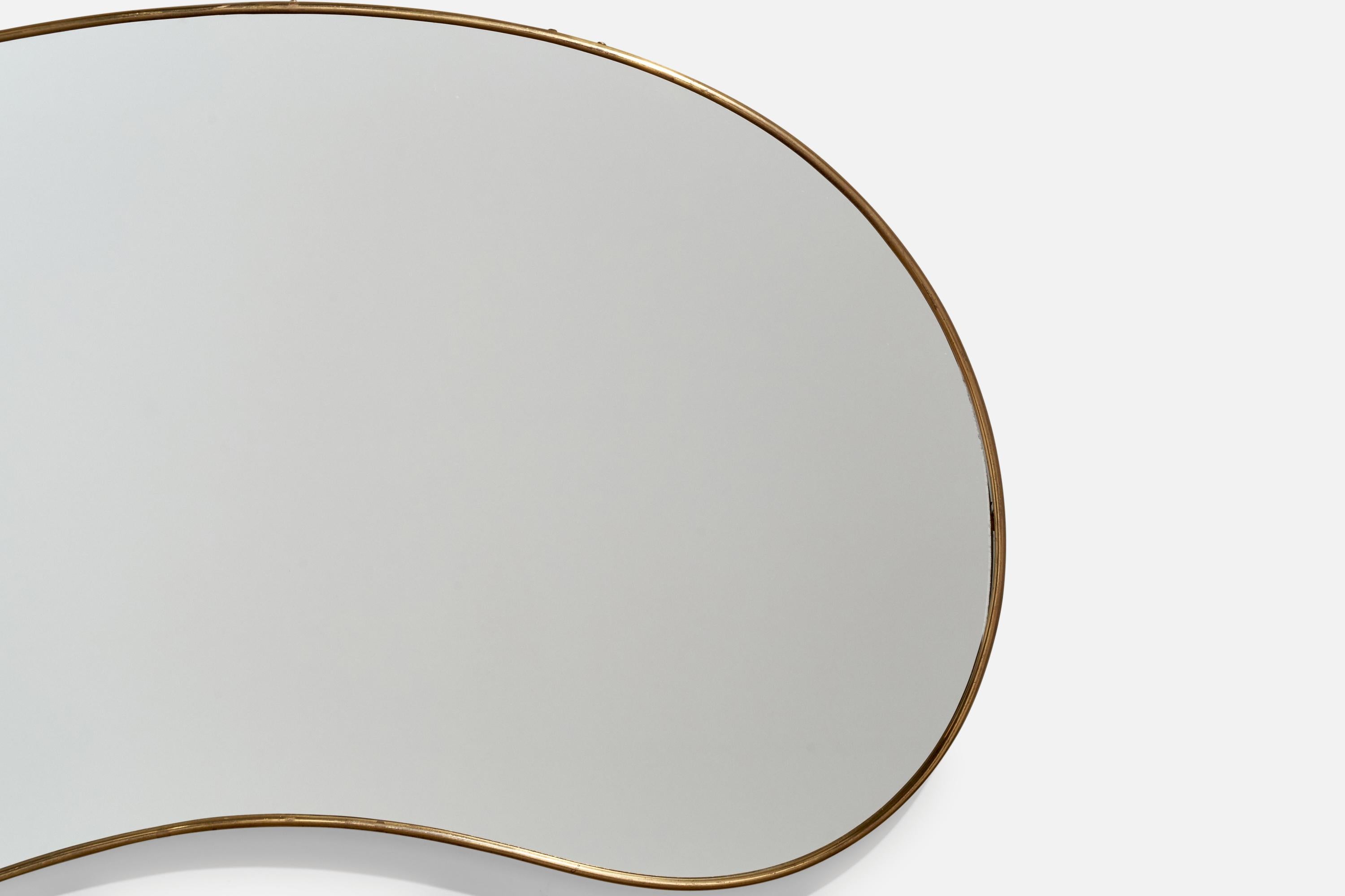 Italian Designer, Organic Wall Mirror, Brass, Italy, 1940s. 2