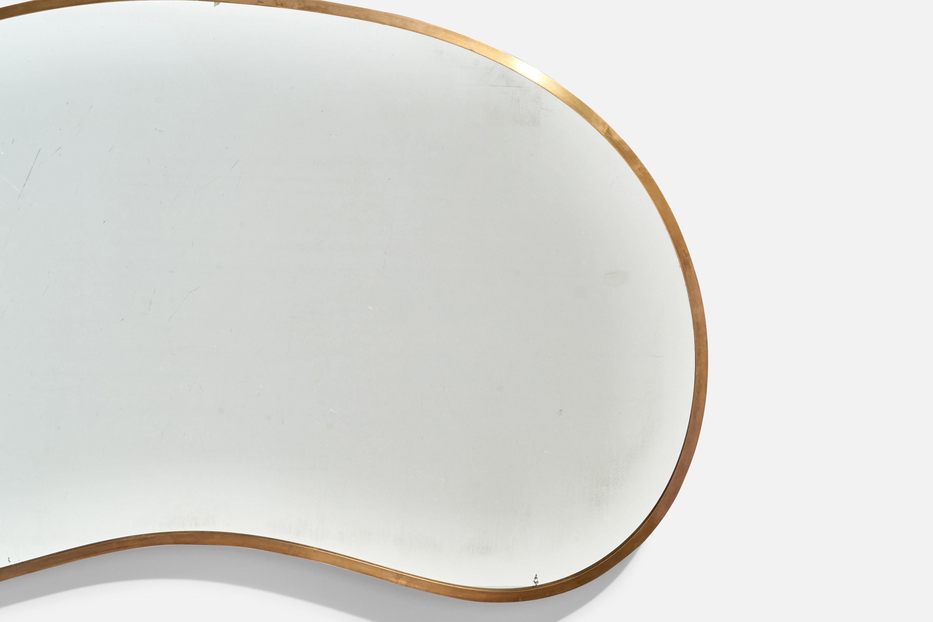 Espejo de pared orgánico de diseño italiano, latón, Italia, años 40 Italiano en venta