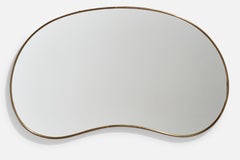Italian Designer, Organic Wall Mirror, Brass, Italy, 1940s.