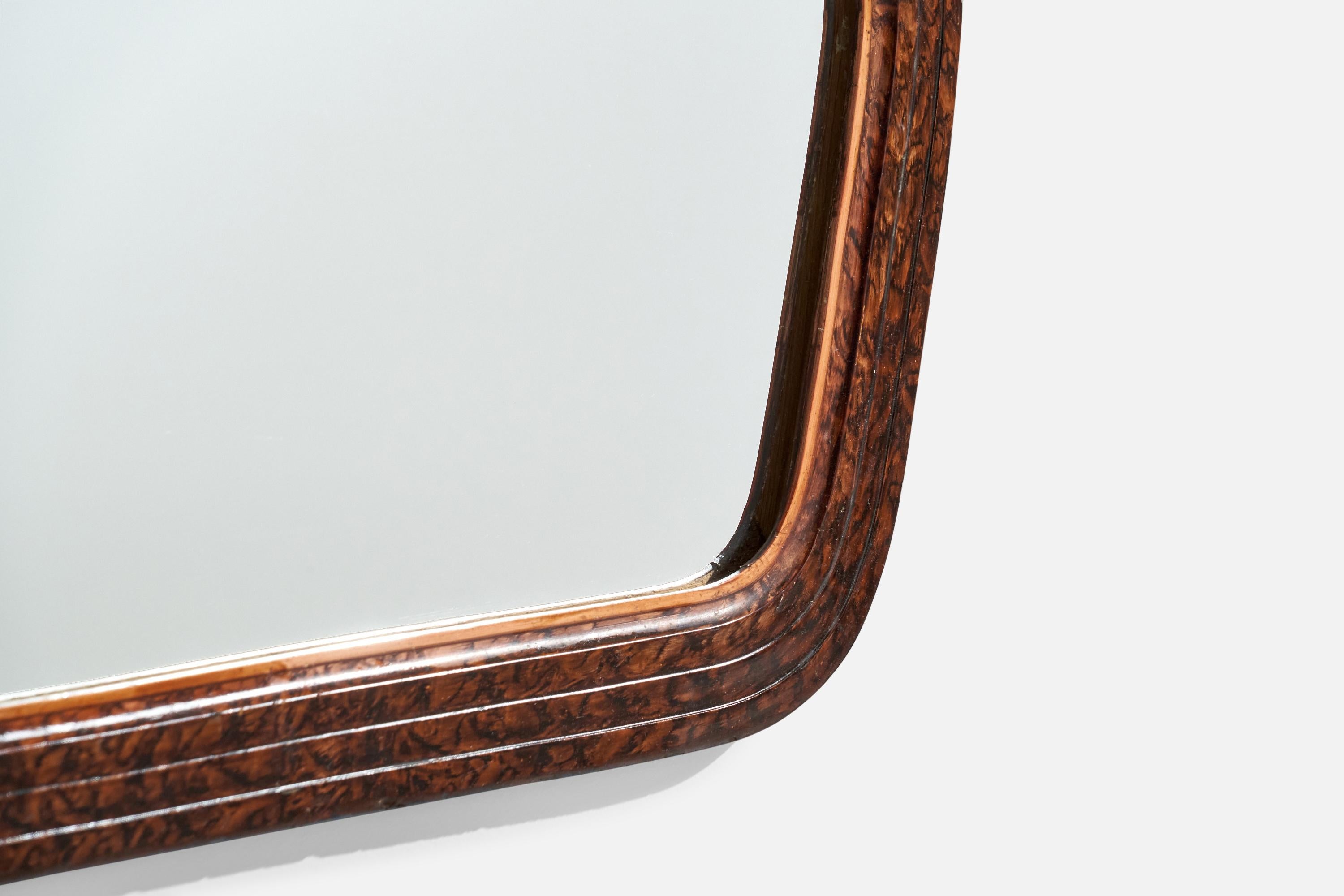 Diseñador italiano, espejo de pared orgánico, madera de nudo, Italia, años 30 1