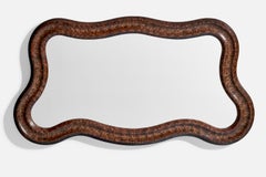 Italienischer Designer, organischer Wandspiegel, Wurzelholz, Italien, 1930er Jahre