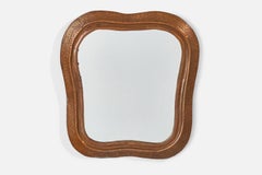 Italian Designer, Organic Wall Mirror, Copper, Italy, 1940s