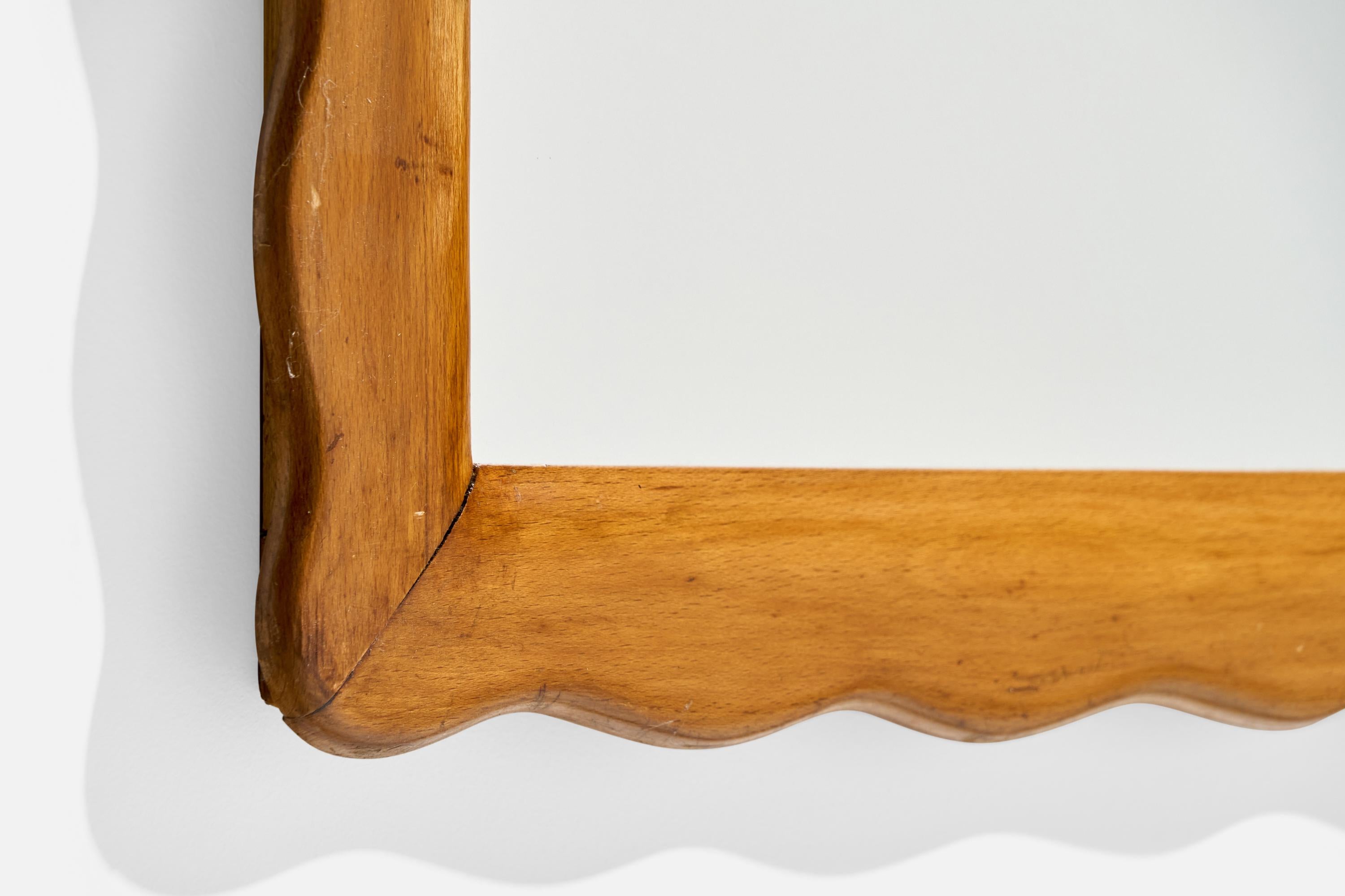 Diseñador Italiano, Espejo de Pared Orgánico, Madera, Latón, Italia, Década de 1940 en venta 3
