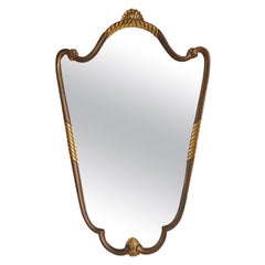 Italian Designer, Ornate Wall Mirror, Brass, Mirror Glass, Italy, c. 1940s