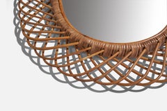 Italian Designer, Wall Mirror, Rattan, Italy, c. 1950s
