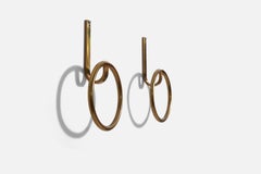 Italian Designer, Pair of Coat Hangers, Brass, Italy, 1950s