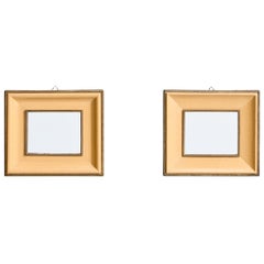Italian Designer, Pair of Wall Mirrors, Leather, Brass, Mirror, Italy, 1940s