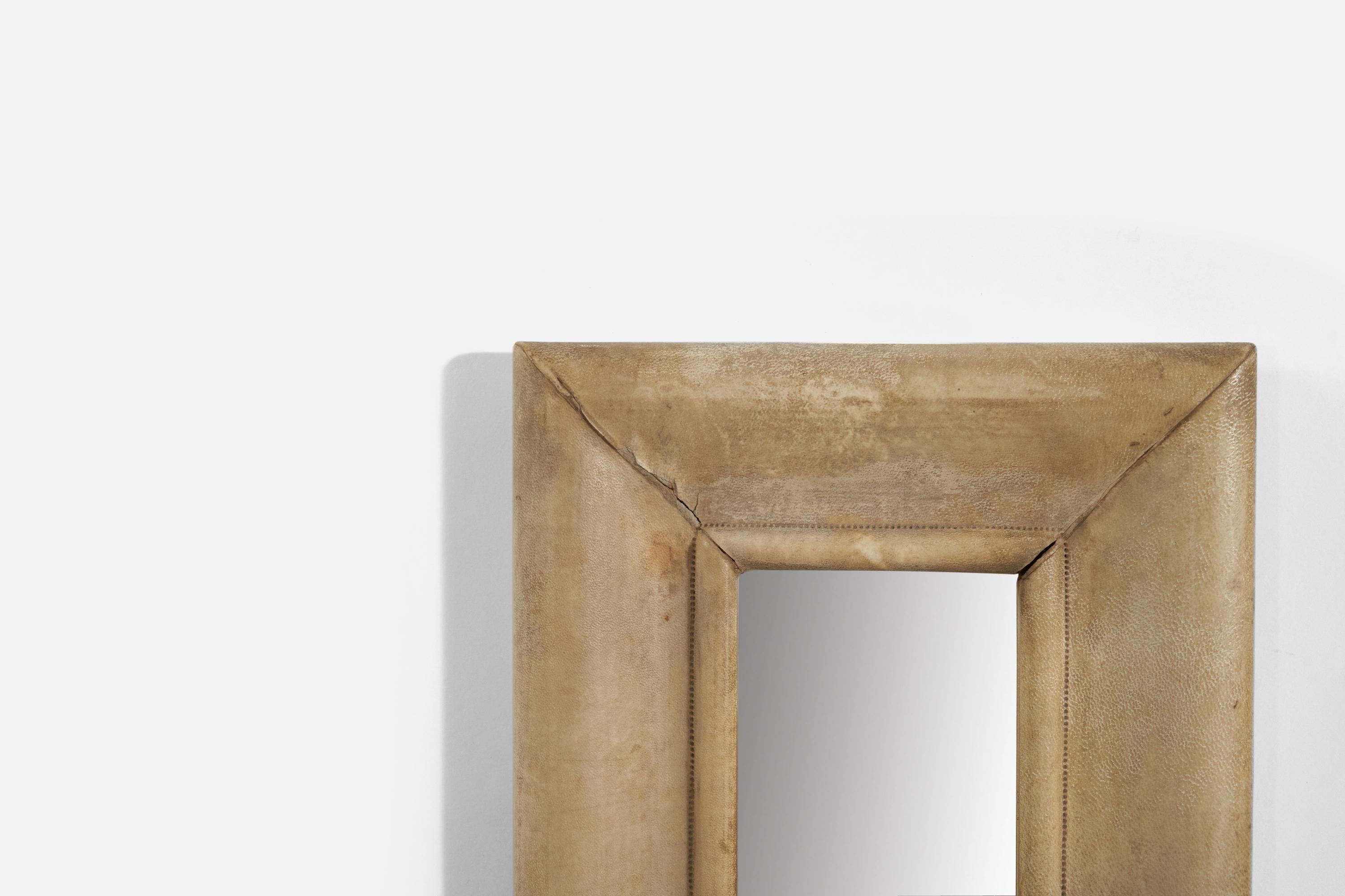 Mid-20th Century Italian Designer, Pair of Wall Mirrors, Shagreen, Mirror Glass, Italy, 1940s
