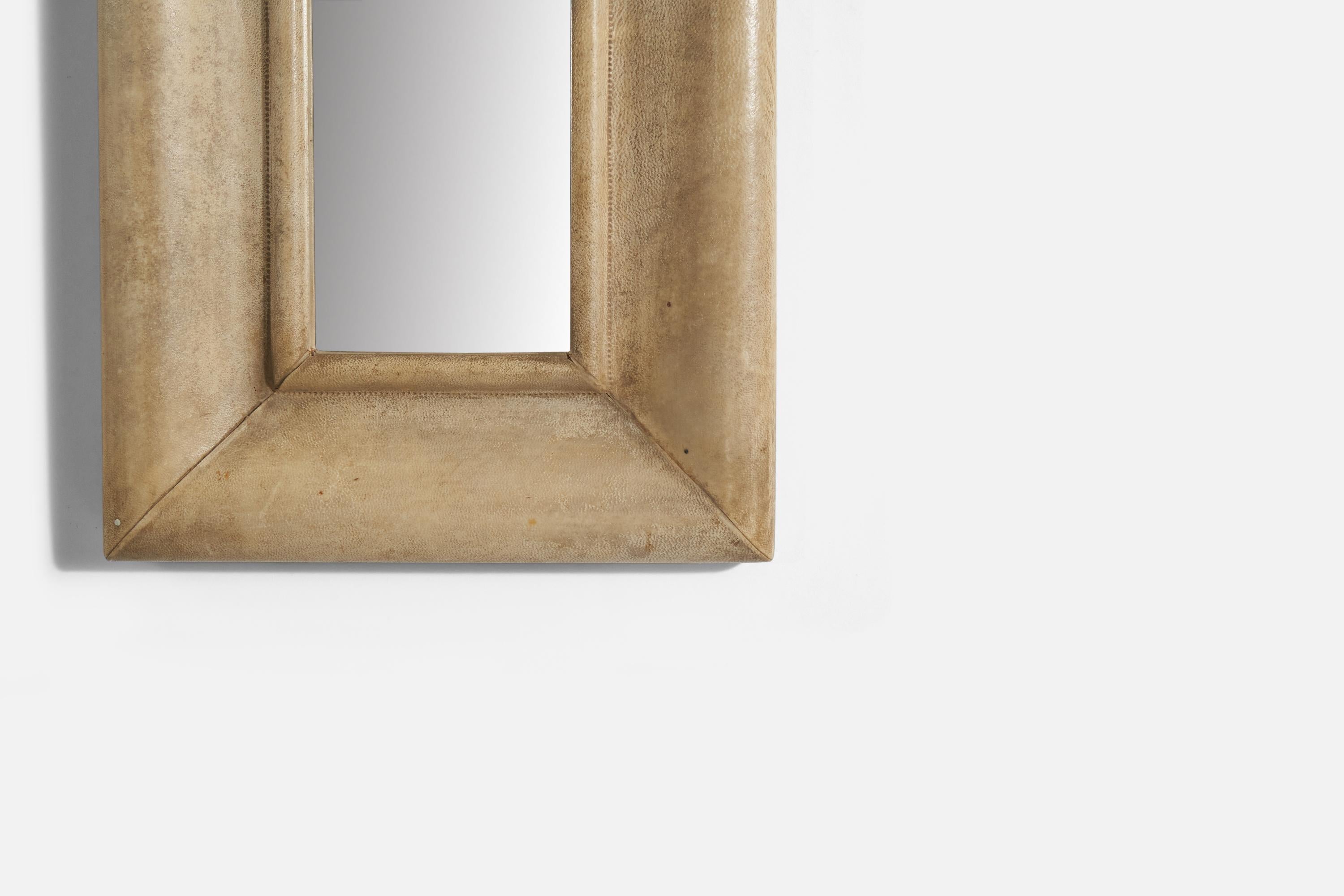 Italian Designer, Pair of Wall Mirrors, Shagreen, Mirror Glass, Italy, 1940s 1