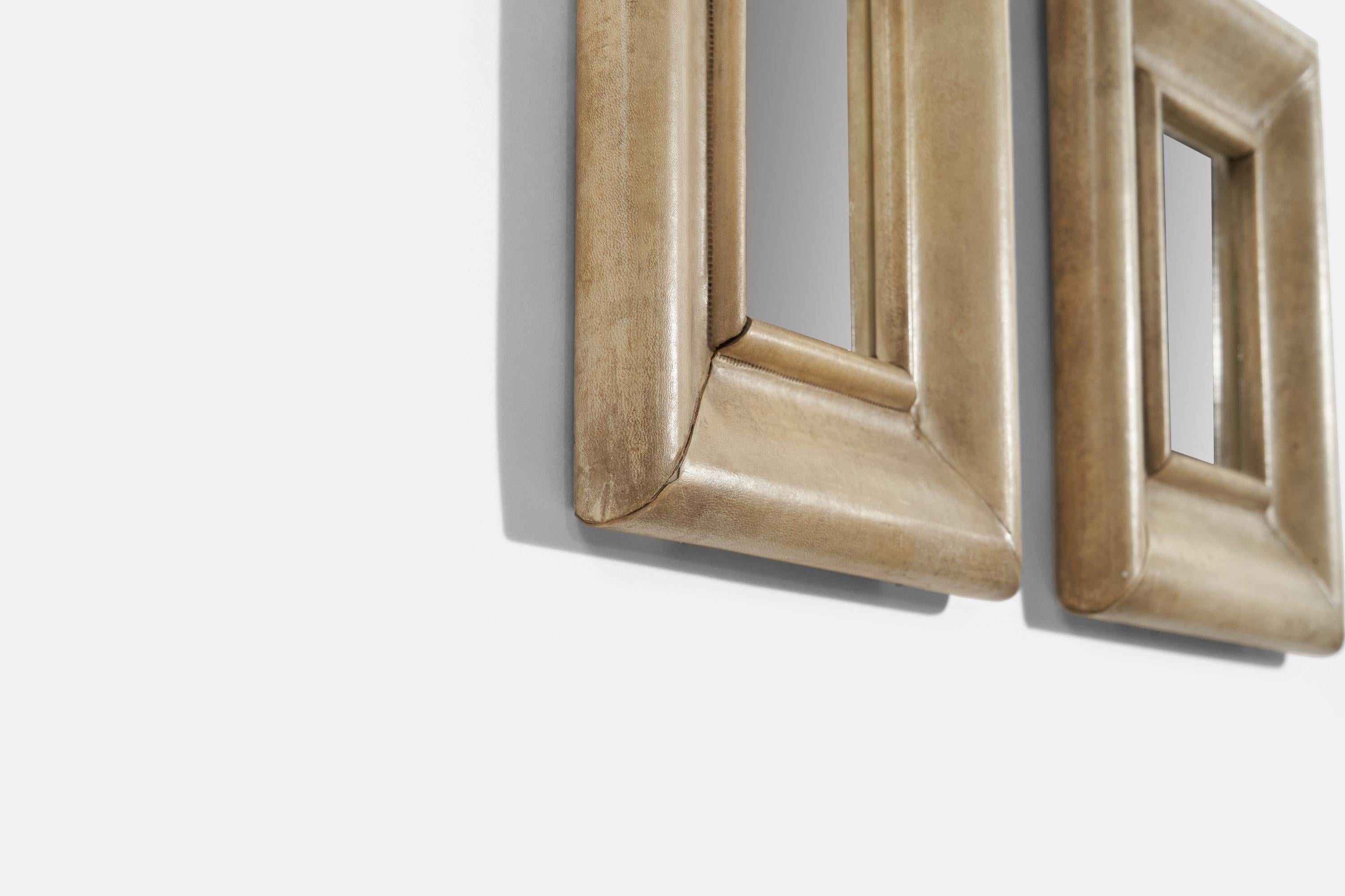 Italian Designer, Pair of Wall Mirrors, Shagreen, Mirror Glass, Italy, 1940s 2
