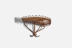 Italian Designer, Pair of Wall-Mounted Consoles, Bamboo, Rattan, 1960s