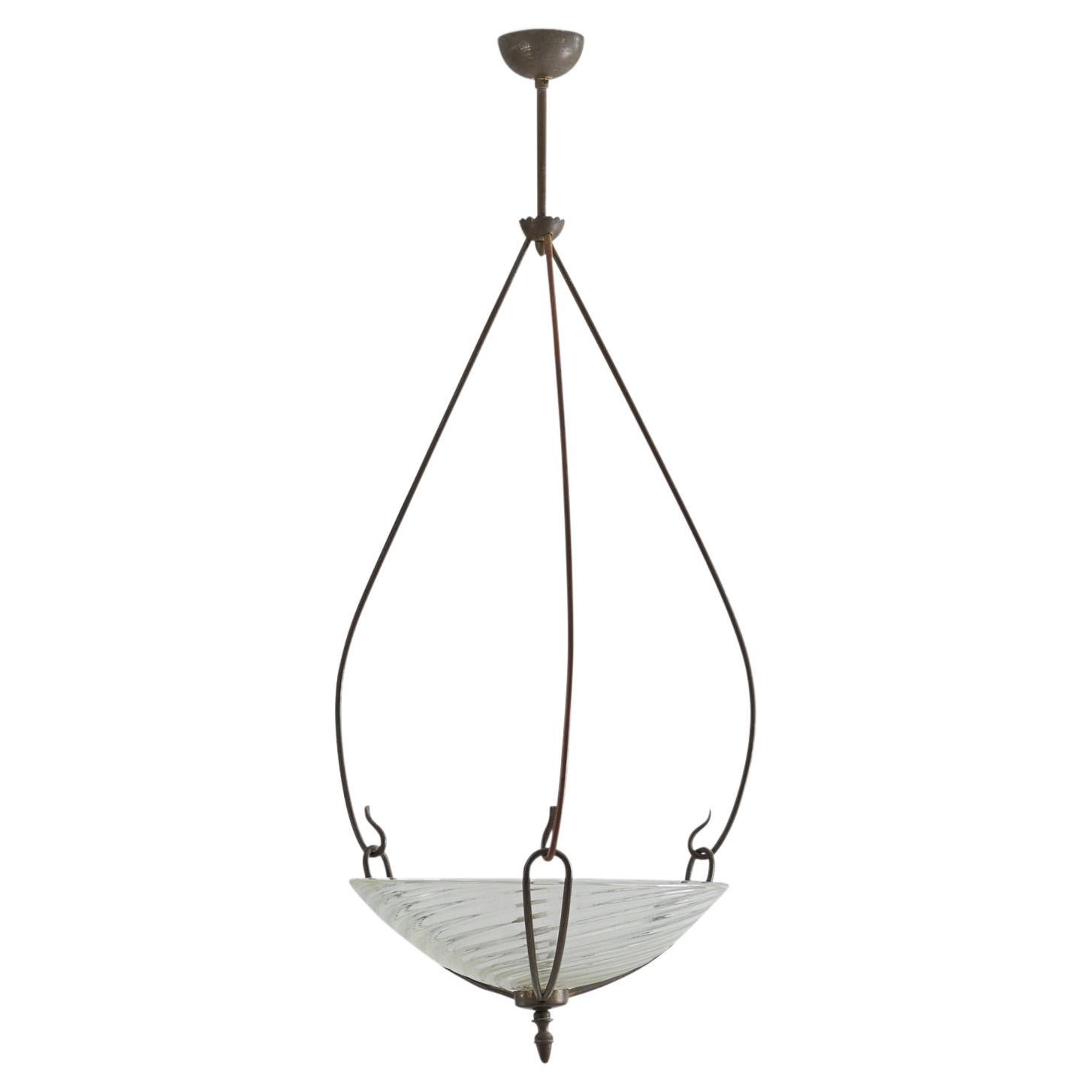 Ciondolo di design italiano, Ottone, Ghisa, Vetro di Murano, Italia, anni '30