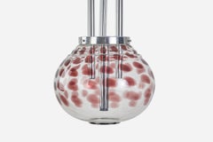 Designer italiano, lampada a sospensione, vetro, metallo cromato, Italia, anni '50