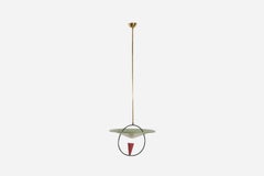 Italian Designer, Pendant, Lacquered Metal, Brass, Italy, 1960s