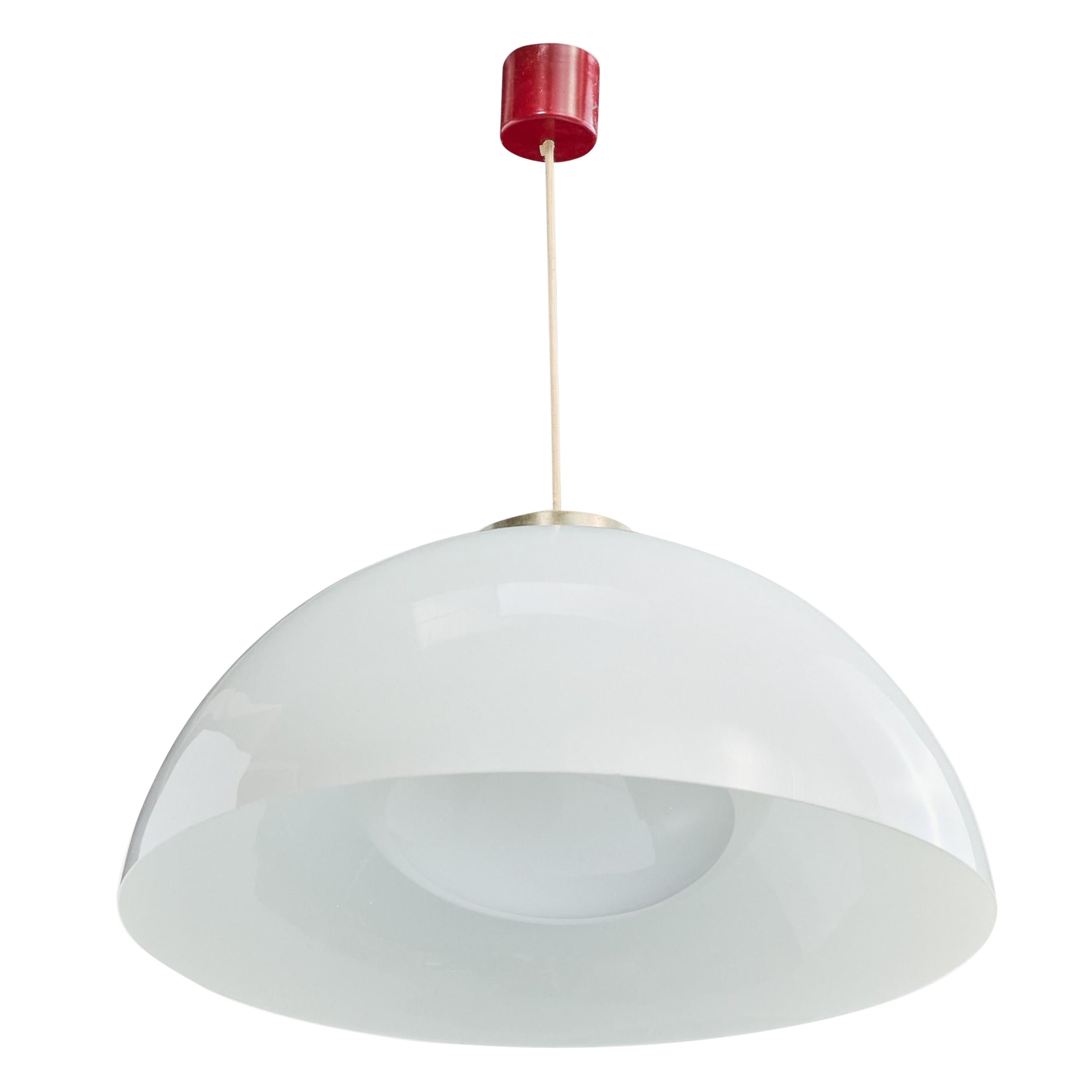 Designer italien, lampe suspendue, acrylique, métal, Italie, années 1970