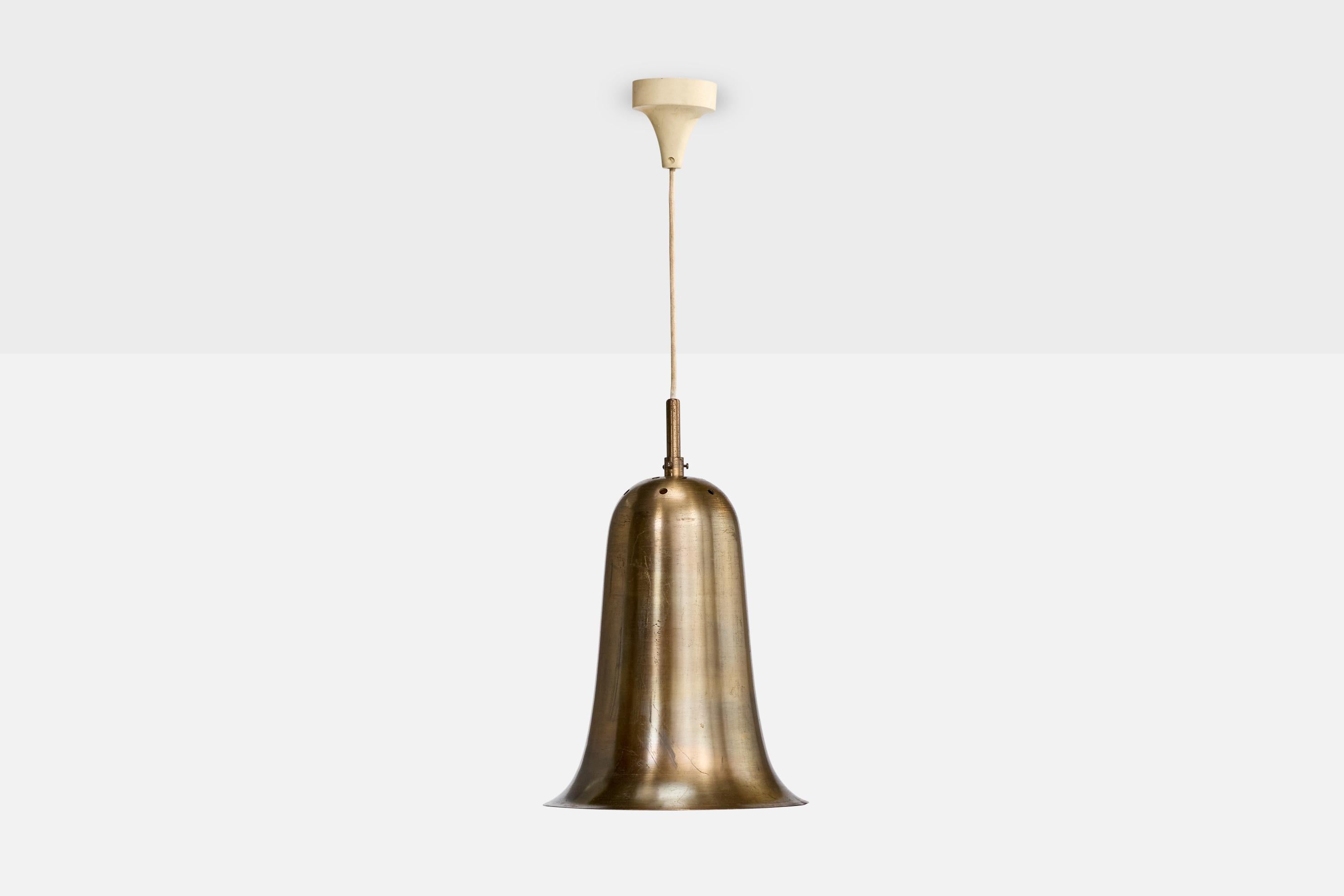 Mid-Century moderno Designer italiano, Lampada a sospensione, Ottone, Francia, anni '50 in vendita