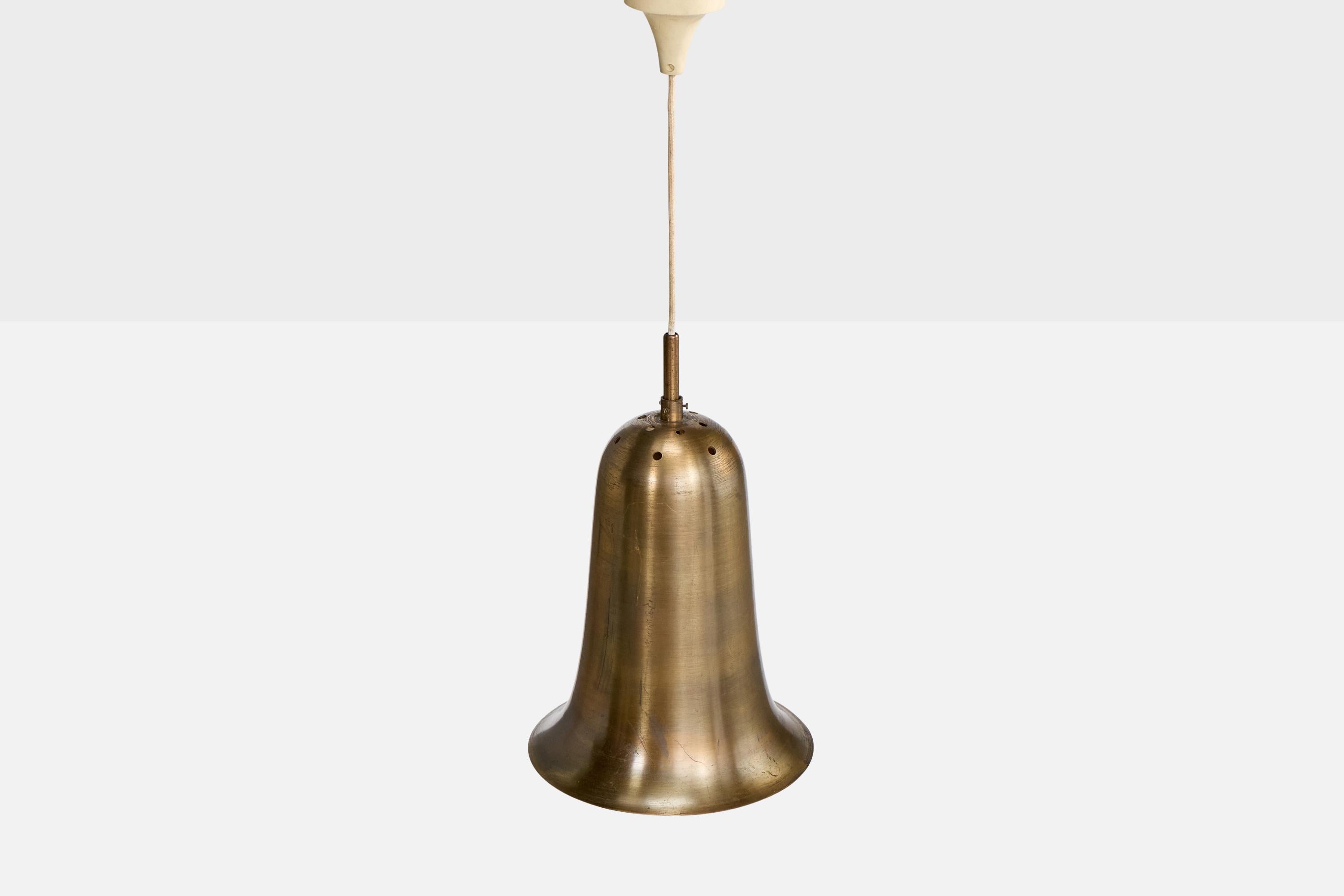 Francese Designer italiano, Lampada a sospensione, Ottone, Francia, anni '50 in vendita