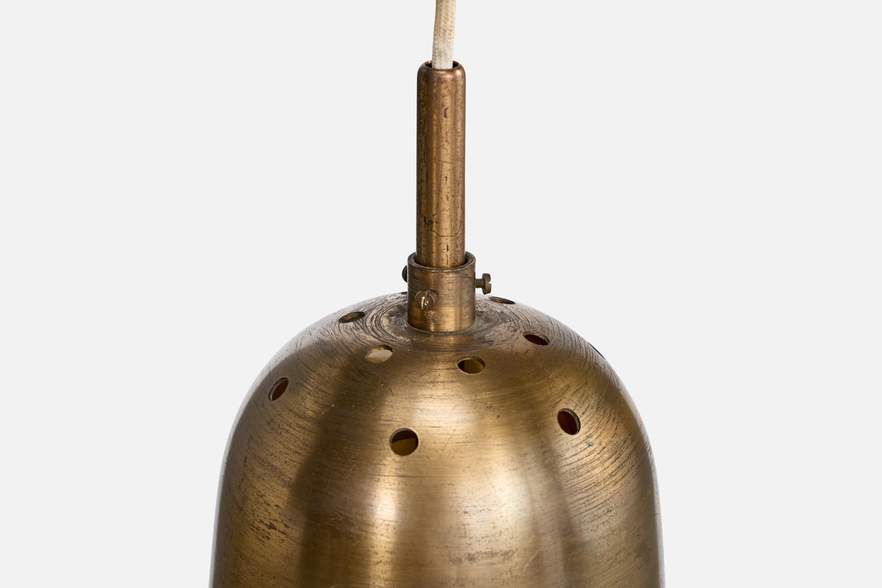 Designer italiano, Lampada a sospensione, Ottone, Francia, anni '50 in vendita 1