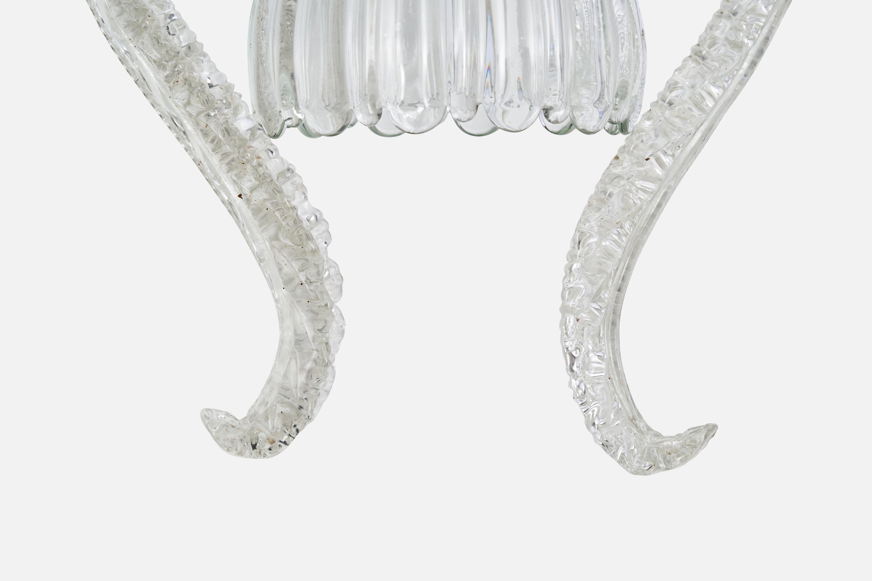 Italian Designer, Pendant Light, Brass, Glass, Italy, 1930s For Sale 6