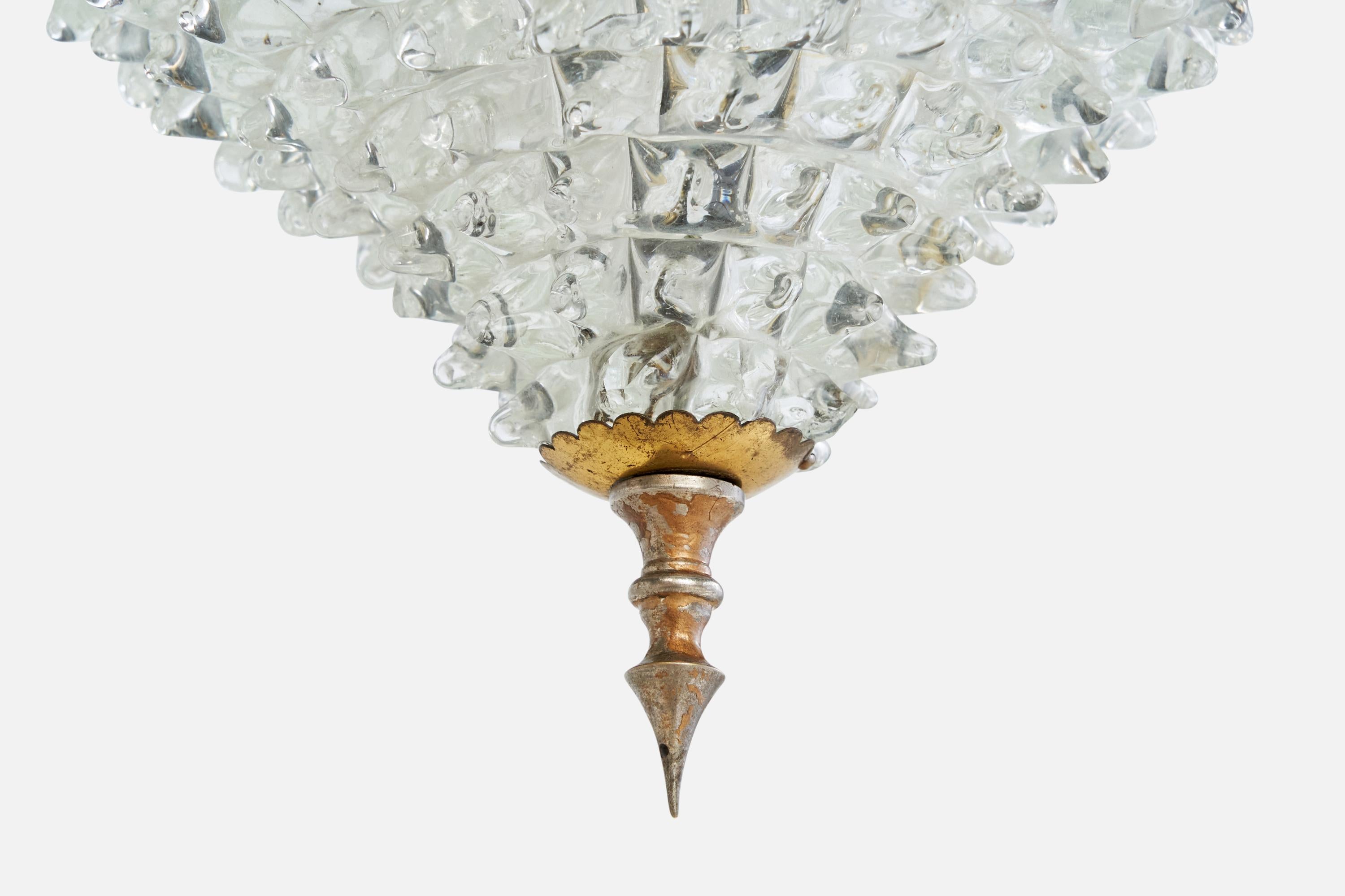 Diseñador italiano, Lámpara colgante, Latón, Cristal, Italia, Años 30 en venta 1