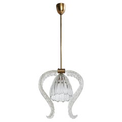 Designer italiano, lampada a sospensione, ottone, vetro, Italia, anni '1930
