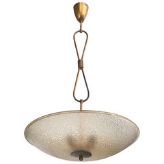 Italienische Designerin, Pendelleuchte, Messing, Glas, Italien, 1930er Jahre