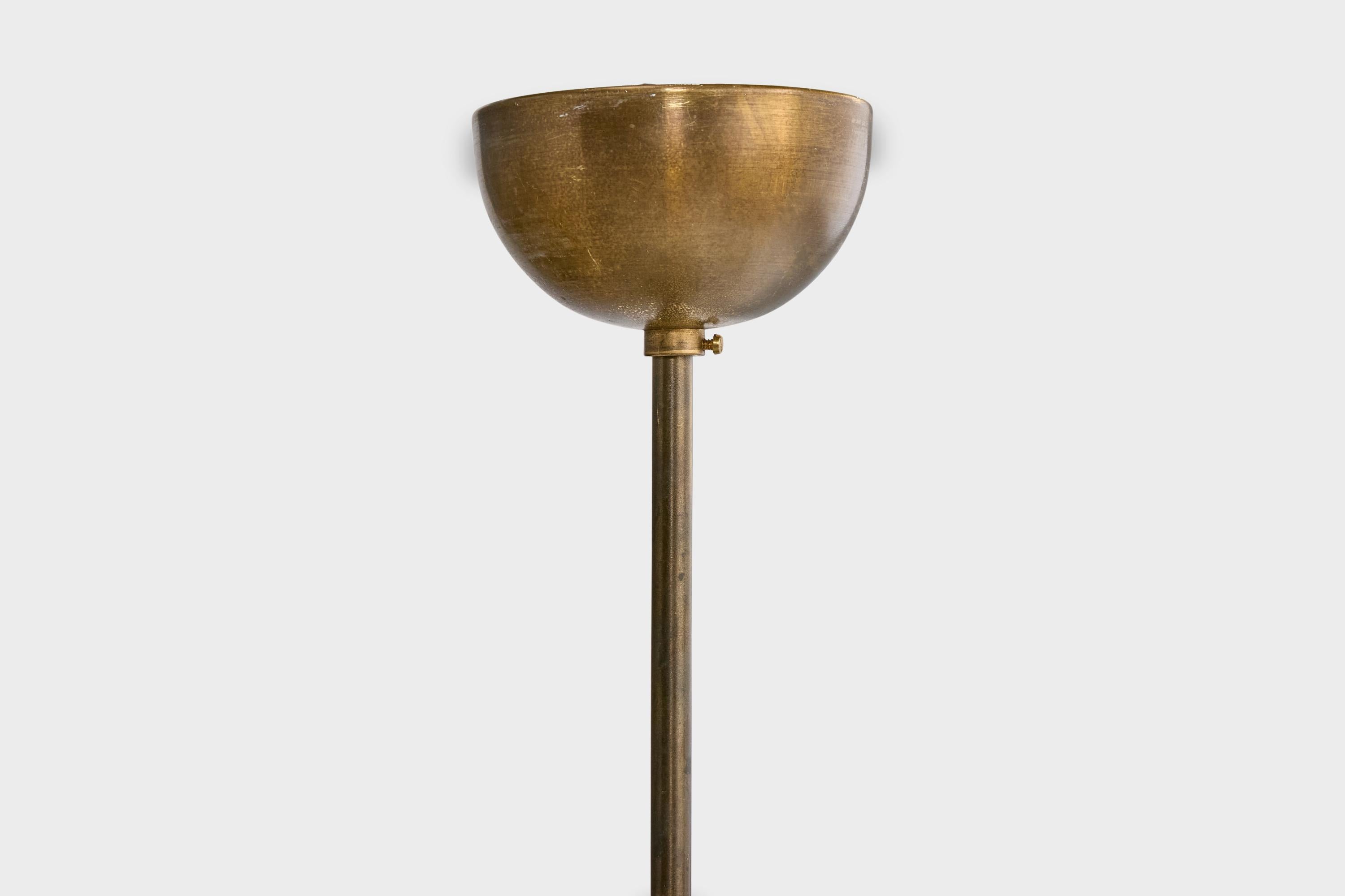 Lampe à suspension italienne, laiton, verre, Italie, années 1940 en vente 5