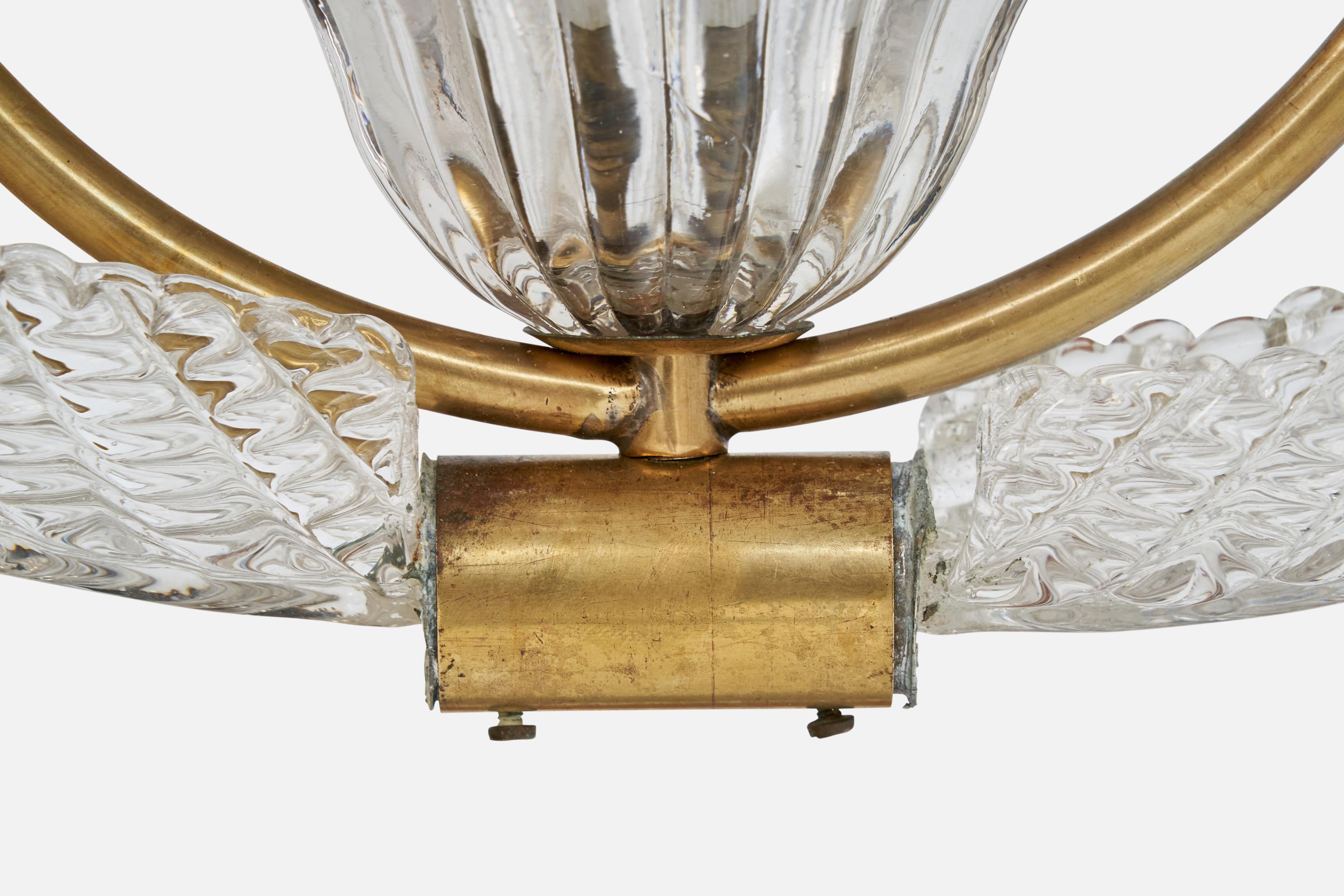 Designer italiano, lampada a sospensione, ottone, vetro, Italia, anni '40 in vendita 5
