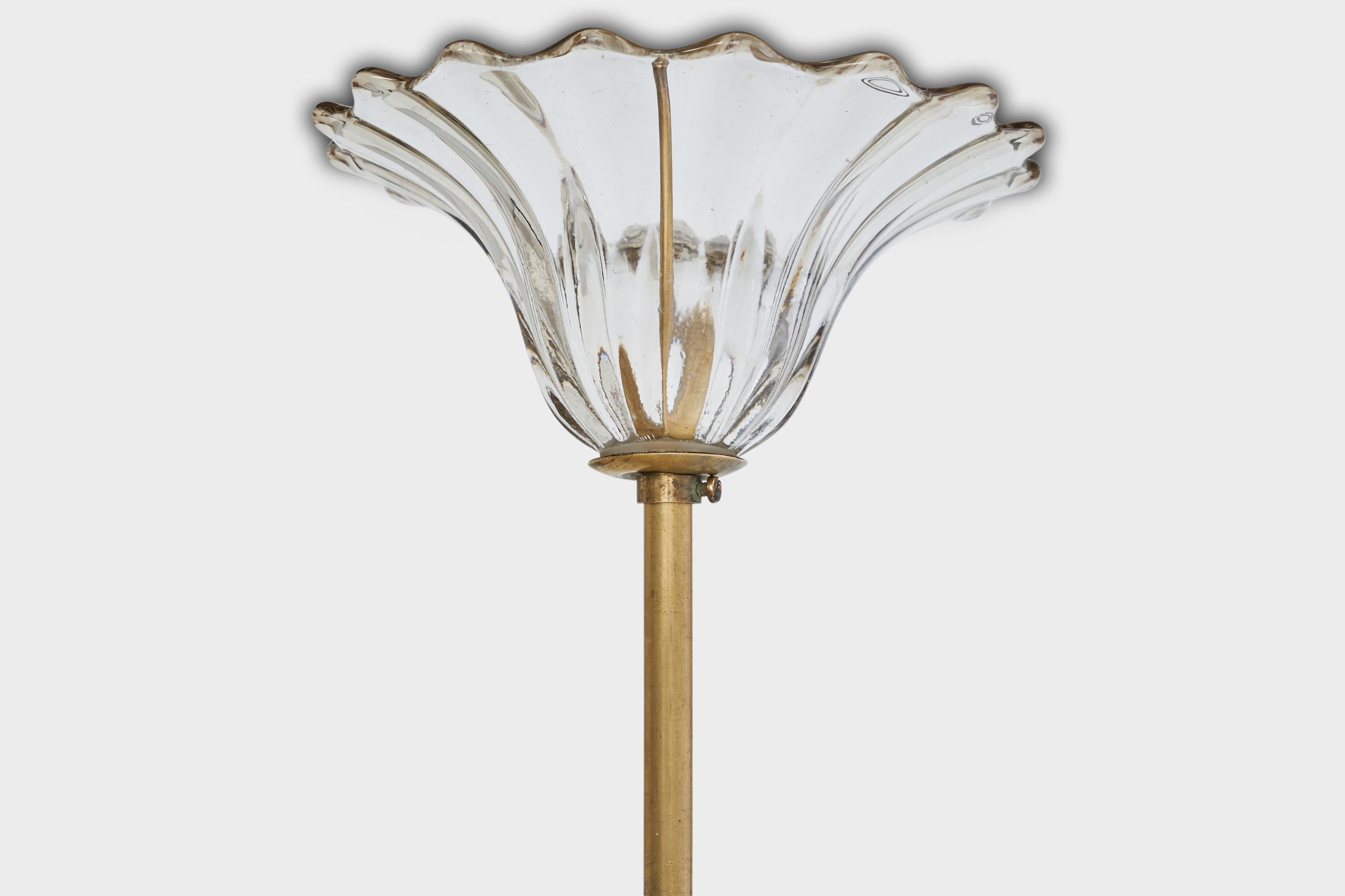 Designer italiano, lampada a sospensione, ottone, vetro, Italia, anni '40 in vendita 6