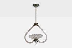 Designer italiano, lampada a sospensione, ottone, vetro, Italia, anni '40