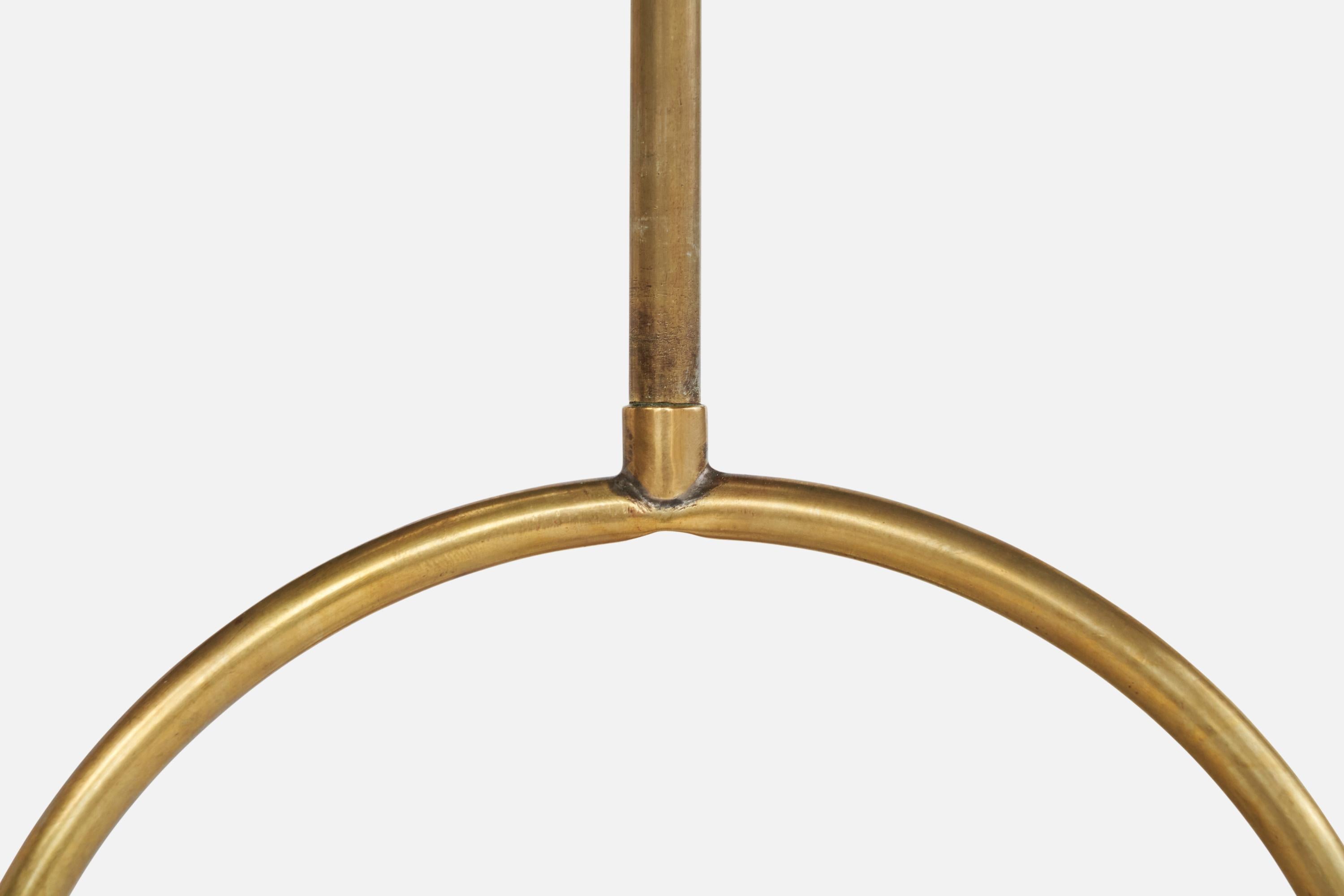 Ottone Designer italiano, lampada a sospensione, ottone, vetro, Italia, anni '40 in vendita