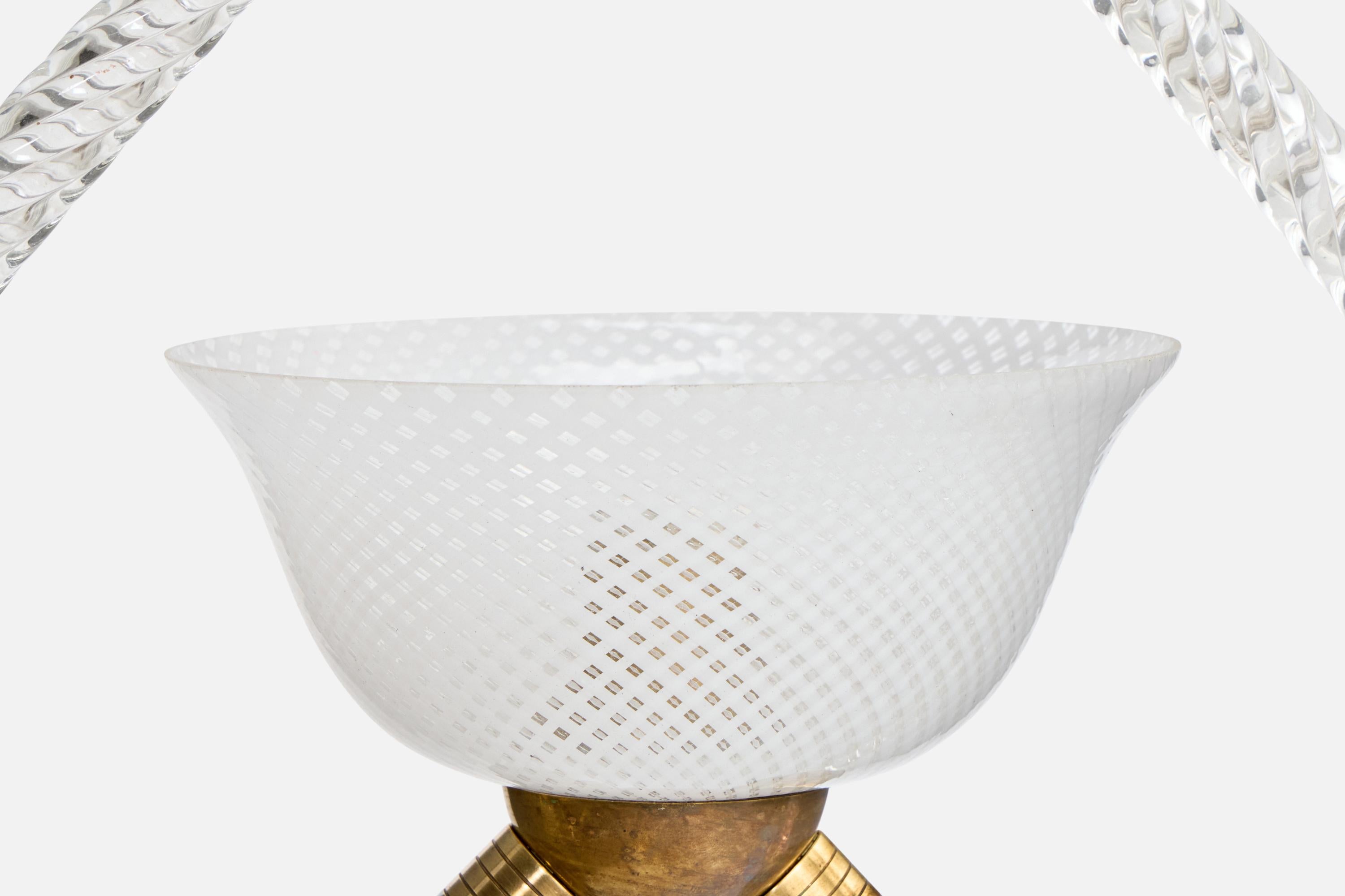 Designer italiano, lampada a sospensione, ottone, vetro, Italia, anni '40 in vendita 1