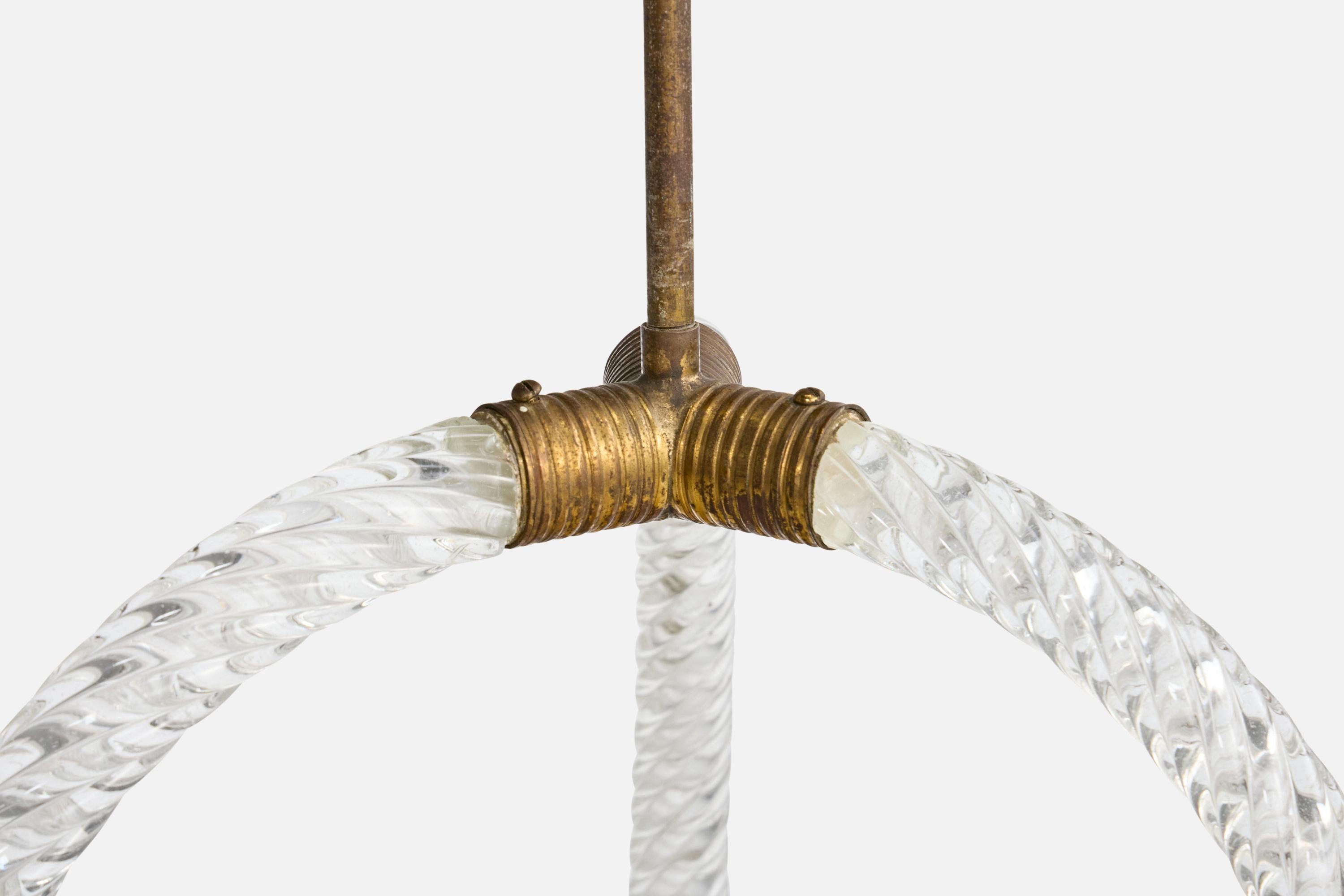 Designer italiano, lampada a sospensione, ottone, vetro, Italia, anni '40 in vendita 2