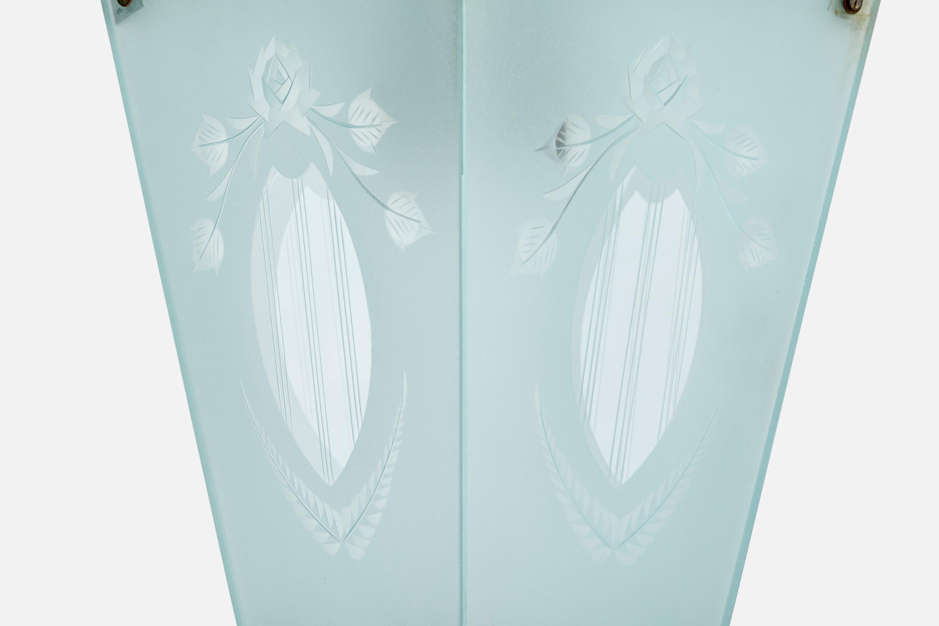 Designer italiano, lampada a sospensione, ottone, vetro, Italia, anni '40 in vendita 2