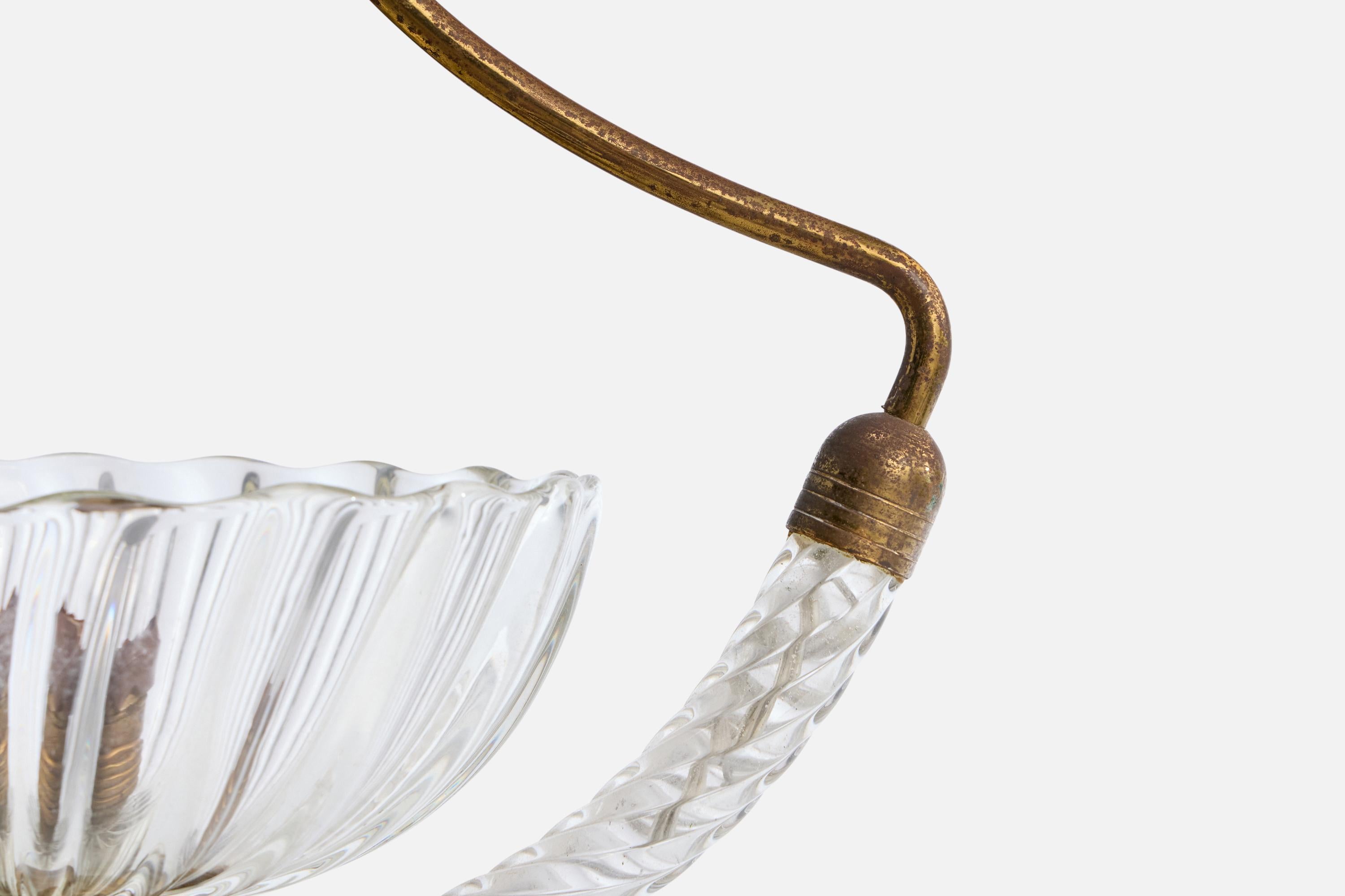 Designer italiano, lampada a sospensione, ottone, vetro, Italia, anni '40 in vendita 1
